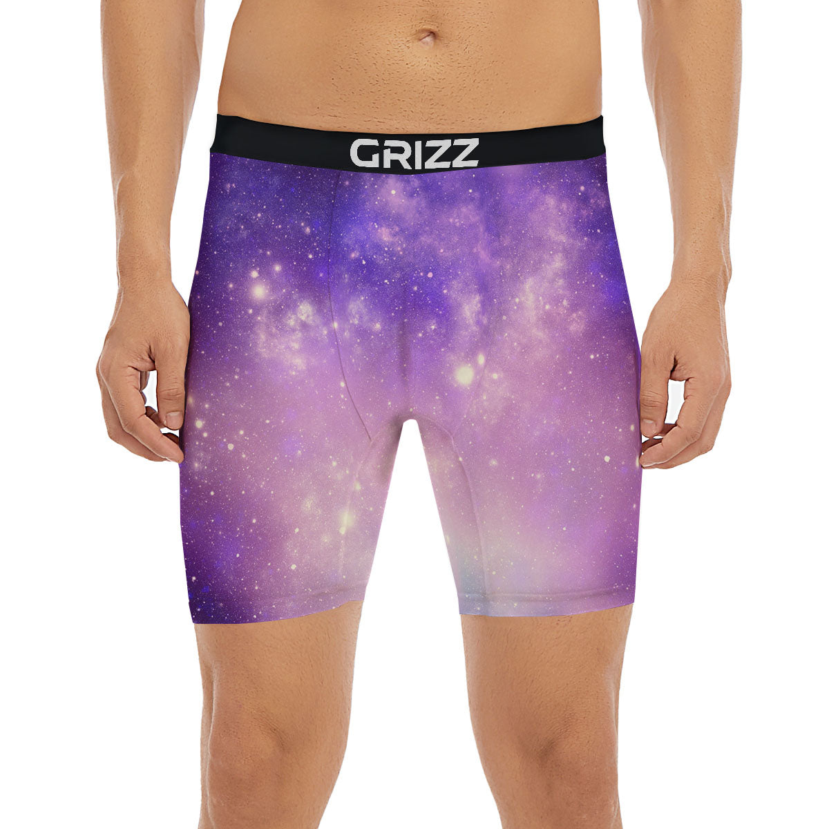 Galaxy Space Purple Stardust Cloud Print Boxer Briefs-grizzshop