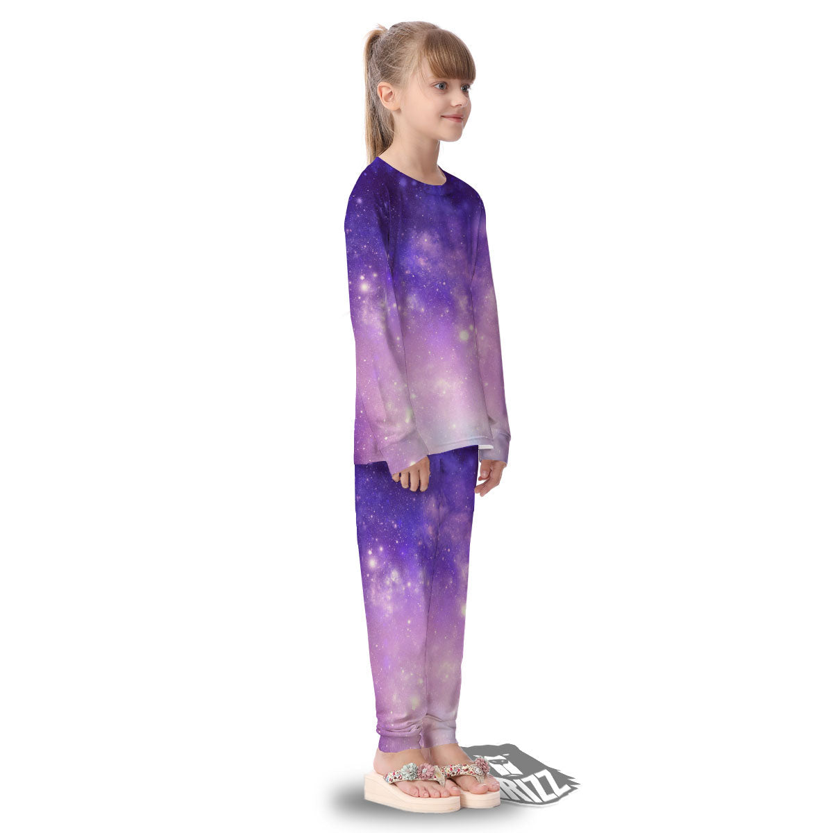 Galaxy Space Purple Stardust Cloud Print Kid's Pajamas-grizzshop