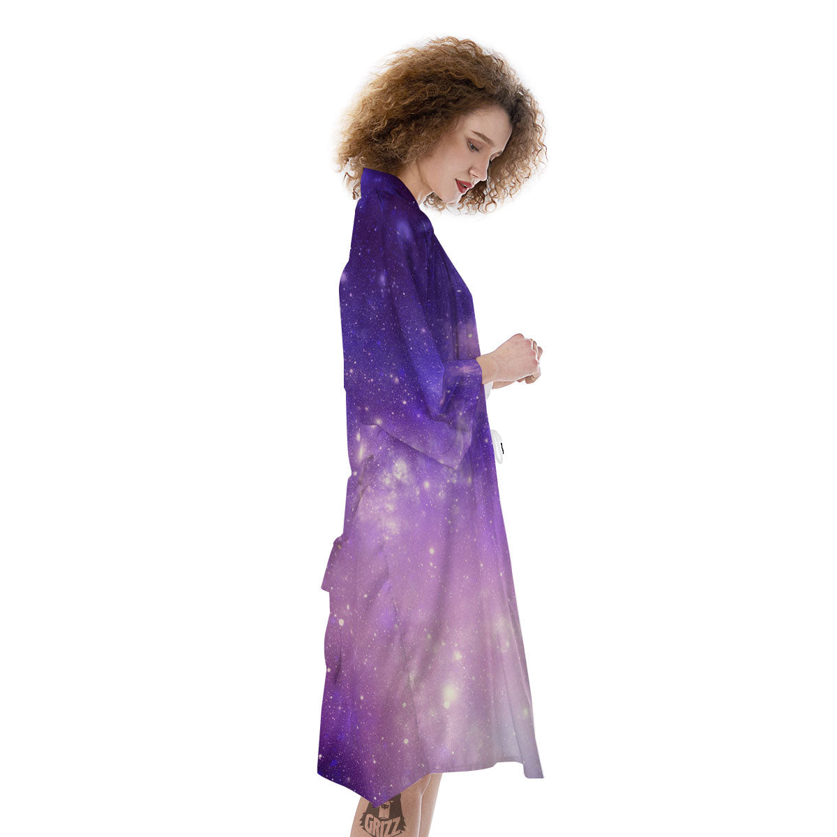 Galaxy Space Purple Stardust Cloud Print Kimono-grizzshop