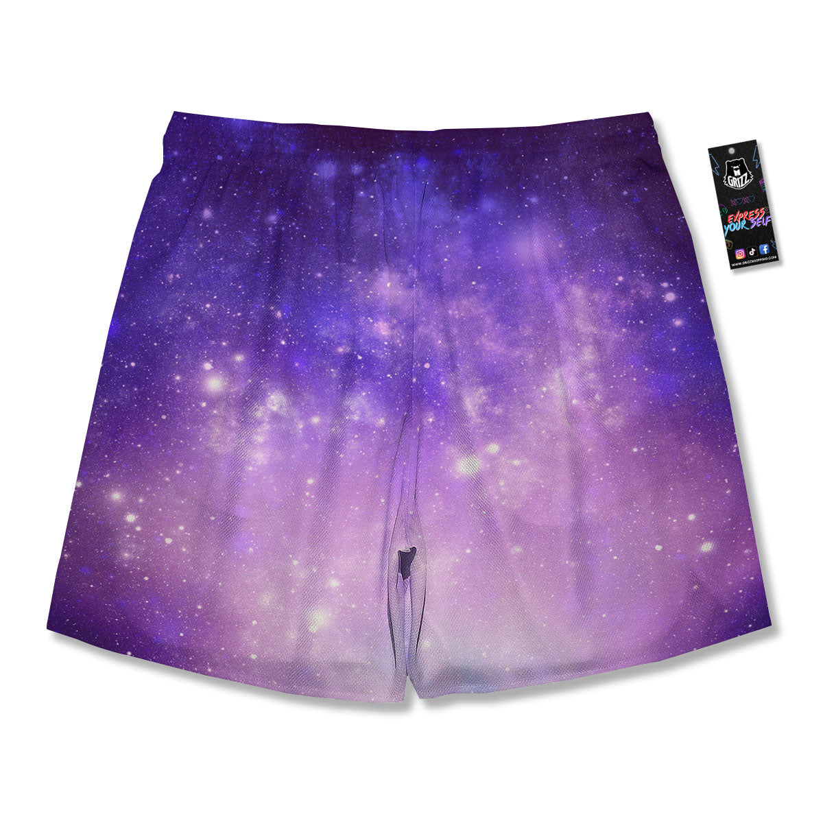 Galaxy Space Purple Stardust Cloud Print Men's Running Shorts-grizzshop