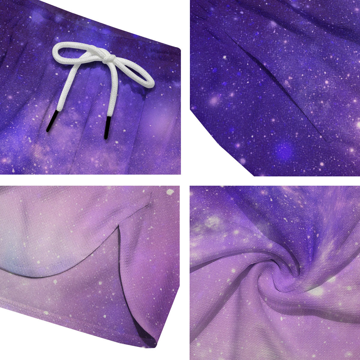 Galaxy Space Purple Stardust Cloud Print Men's Running Shorts-grizzshop