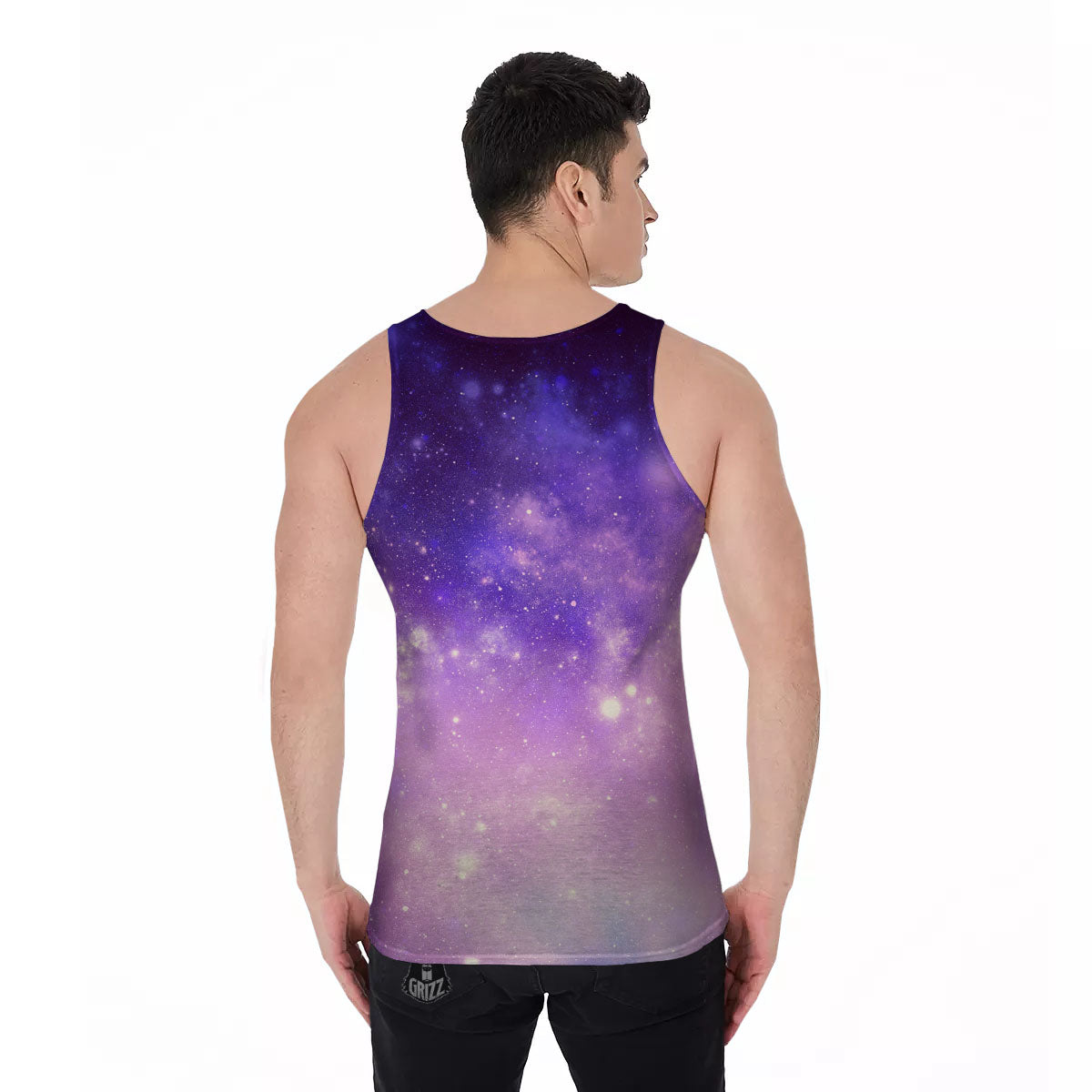 Galaxy Space Purple Stardust Cloud Print Men's Tank Top-grizzshop