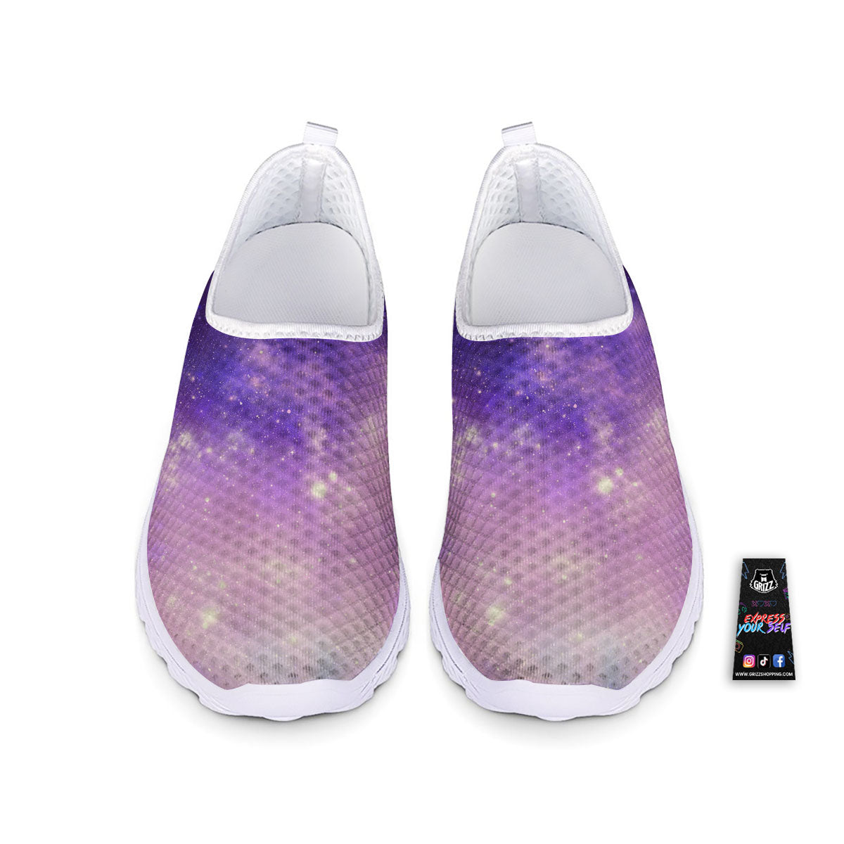 Galaxy Space Purple Stardust Cloud Print Nurse Shoes-grizzshop