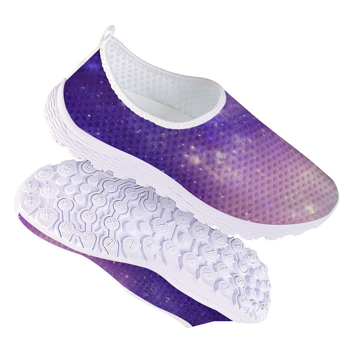 Galaxy Space Purple Stardust Cloud Print Nurse Shoes-grizzshop