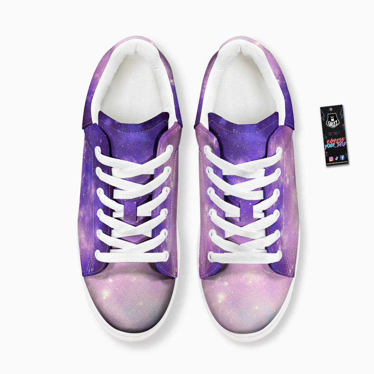 Galaxy Space Purple Stardust Cloud Print Platform Shoes-grizzshop