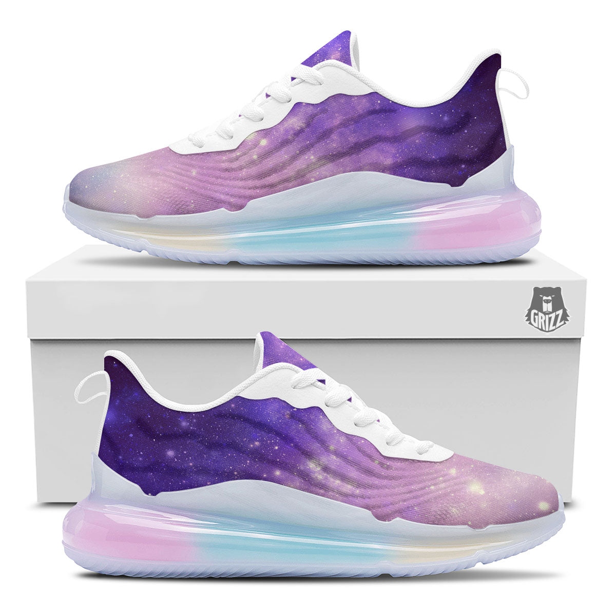 Galaxy Space Purple Stardust Cloud Print Running Sneakers-grizzshop