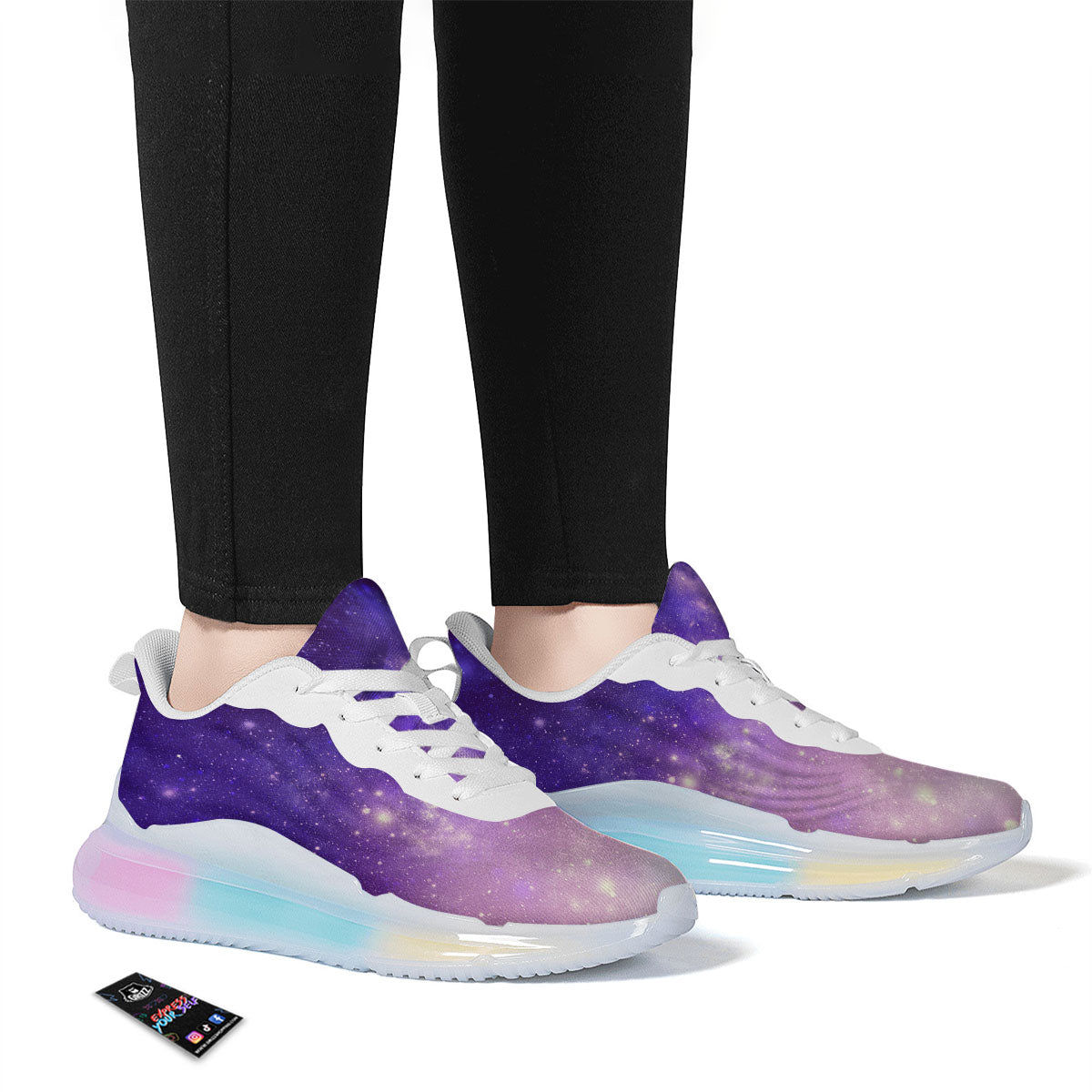 Galaxy Space Purple Stardust Cloud Print Running Sneakers-grizzshop