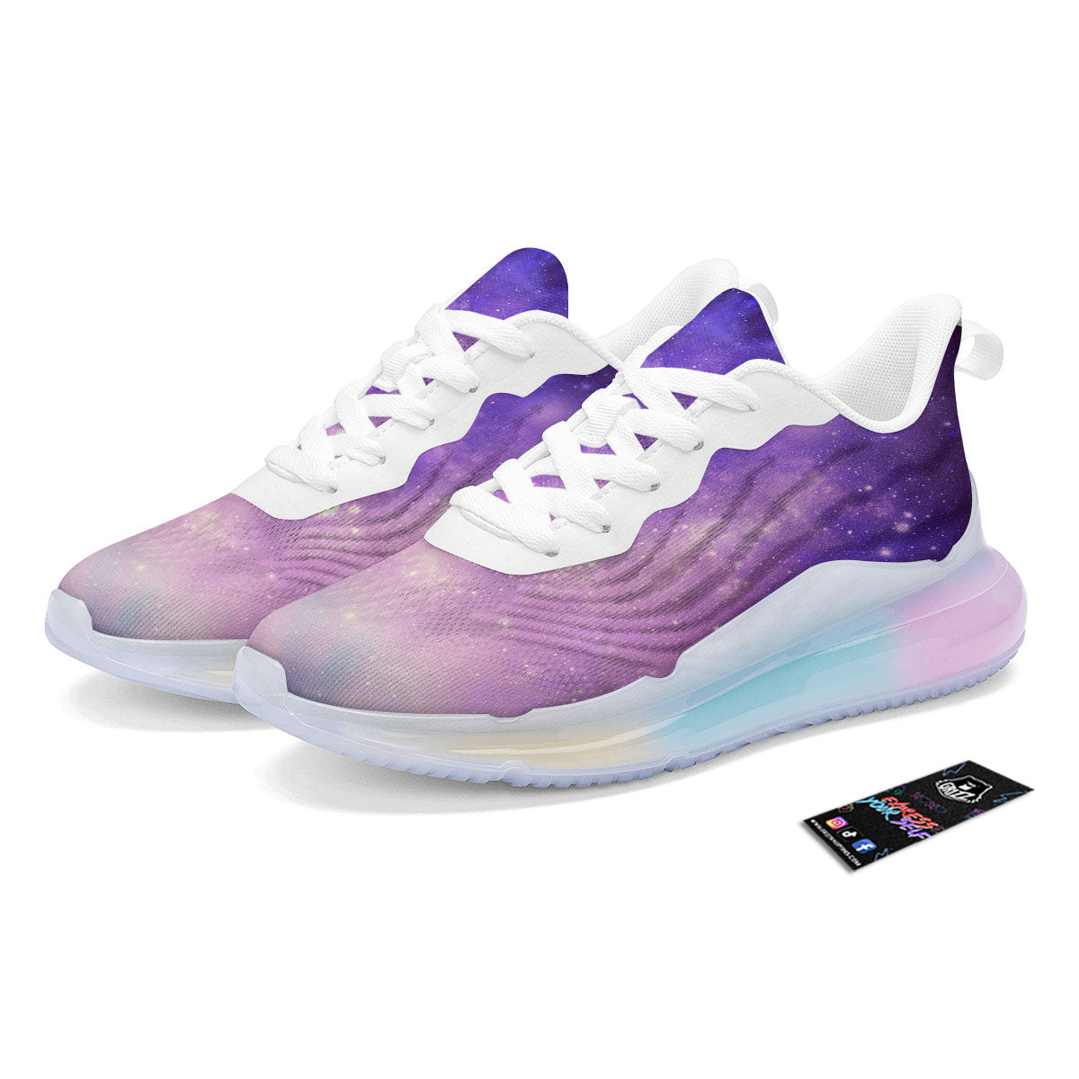 Galaxy Space Purple Stardust Cloud Print Running Sneakers-grizzshop