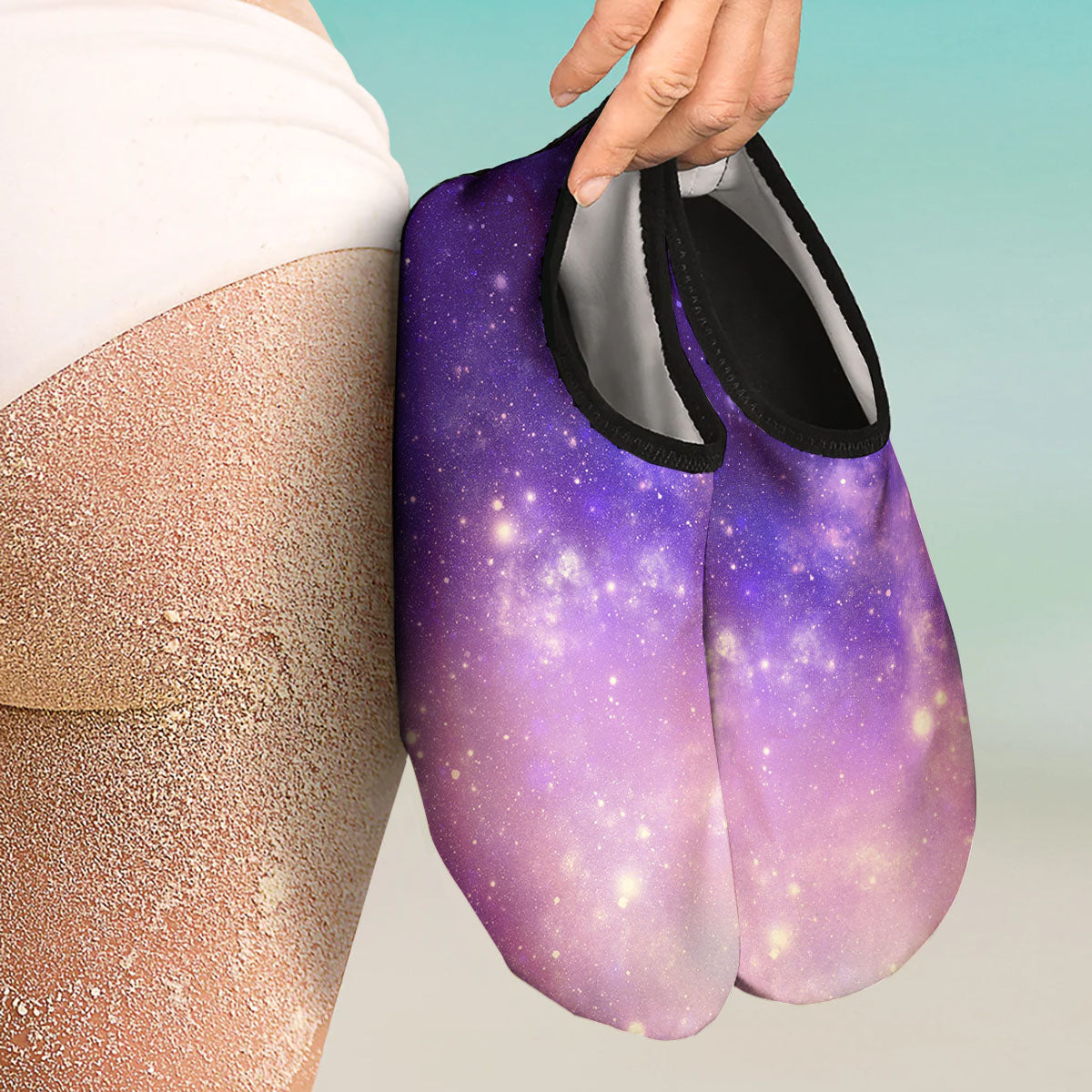 Galaxy Space Purple Stardust Cloud Print Water Shoes-grizzshop