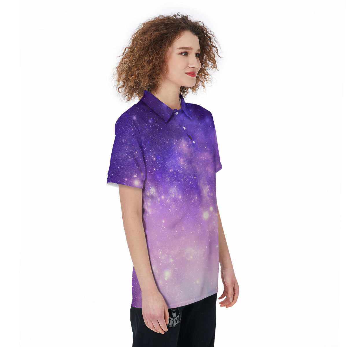 Galaxy Space Purple Stardust Cloud Print Women's Golf Shirts-grizzshop