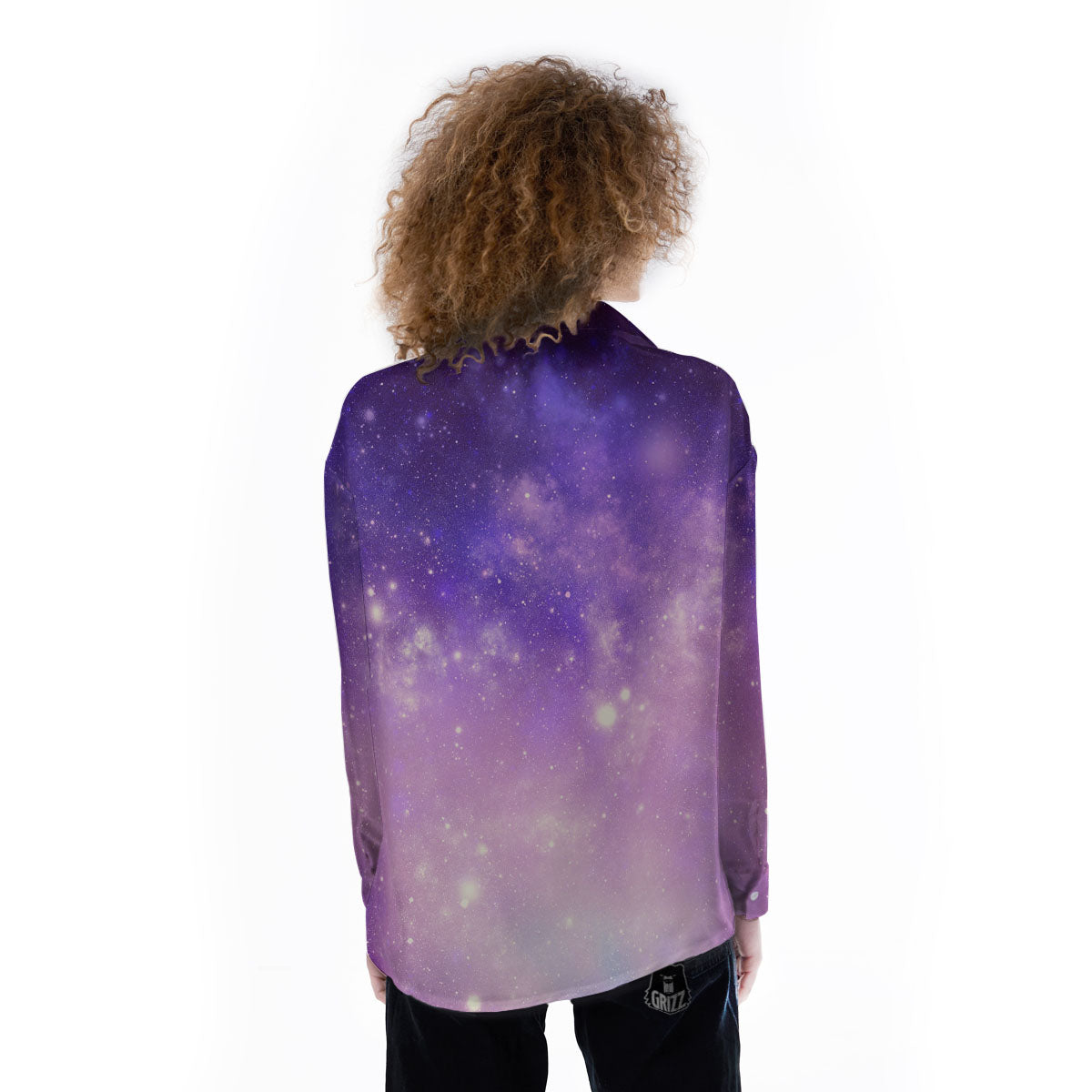 Galaxy Space Purple Stardust Cloud Print Women's Long Sleeve Shirts-grizzshop