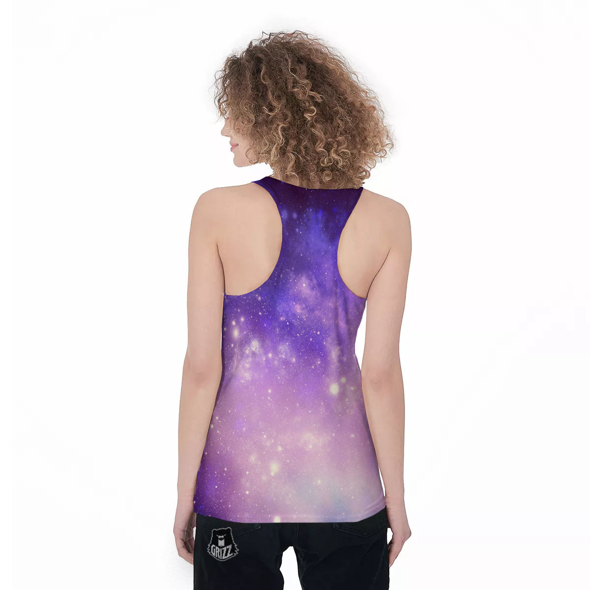 Galaxy Space Purple Stardust Cloud Print Women's Racerback Tank Top-grizzshop