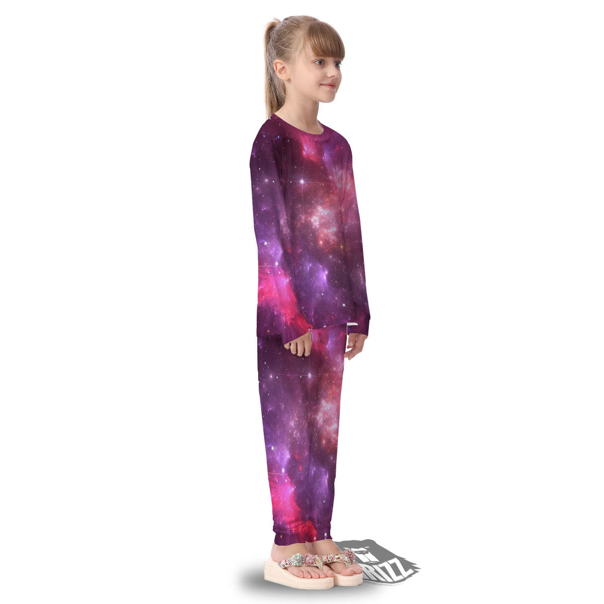 Galaxy Space Purple Starfield Print Kid's Pajamas-grizzshop