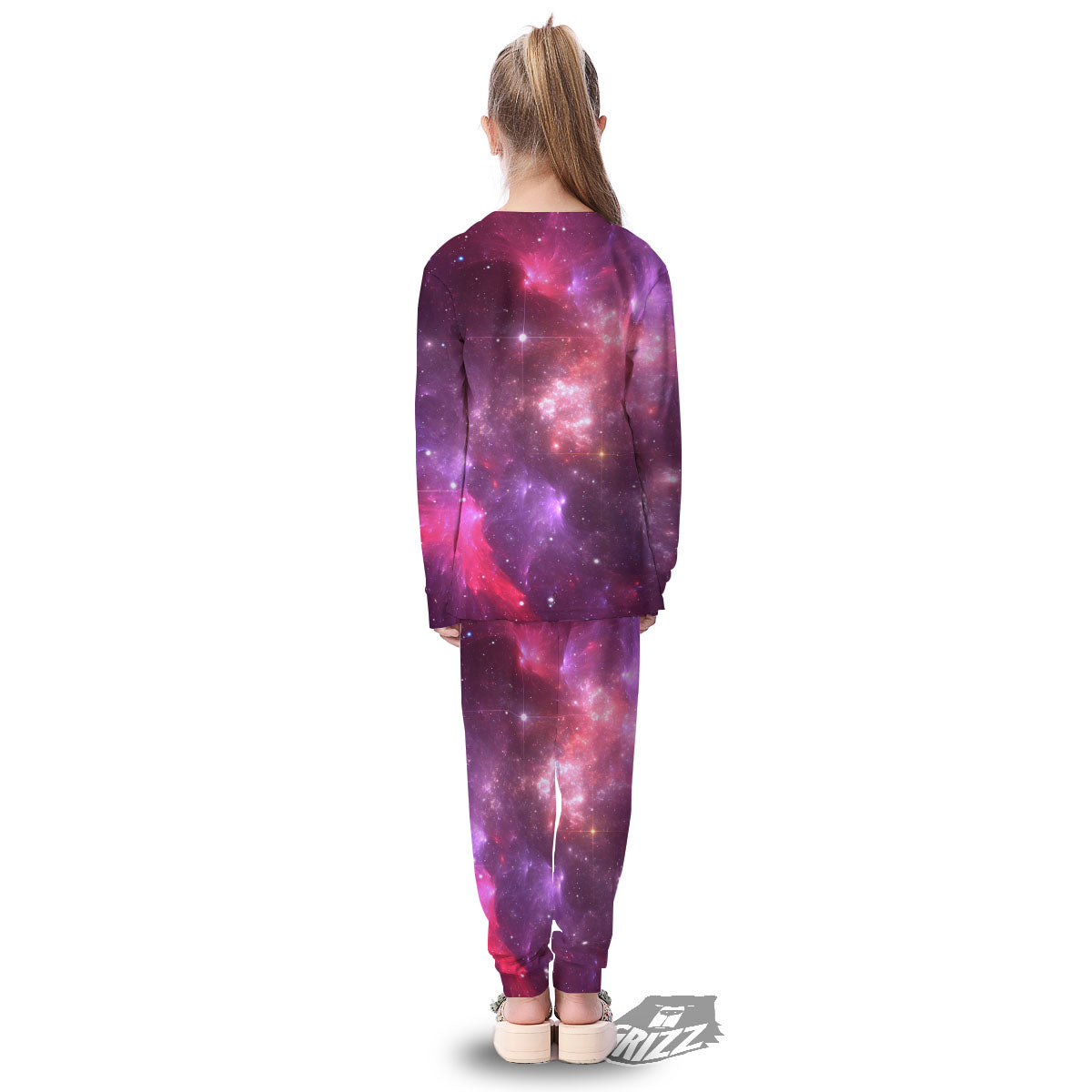 Galaxy Space Purple Starfield Print Kid's Pajamas-grizzshop