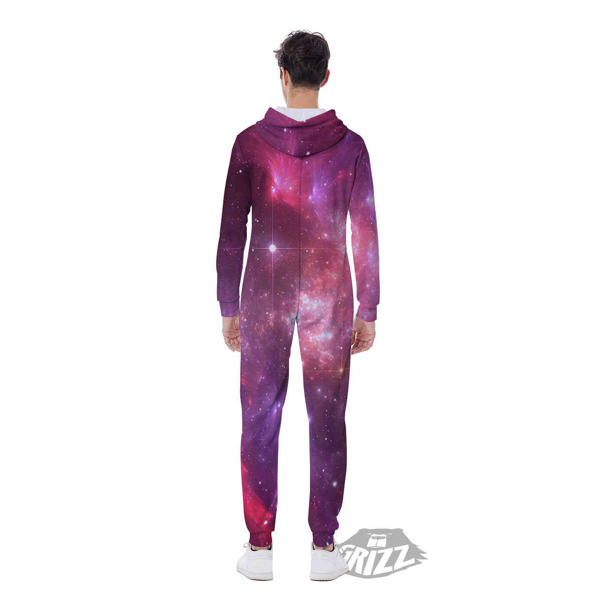 Galaxy Space Purple Starfield Print Men's Jumpsuit-grizzshop