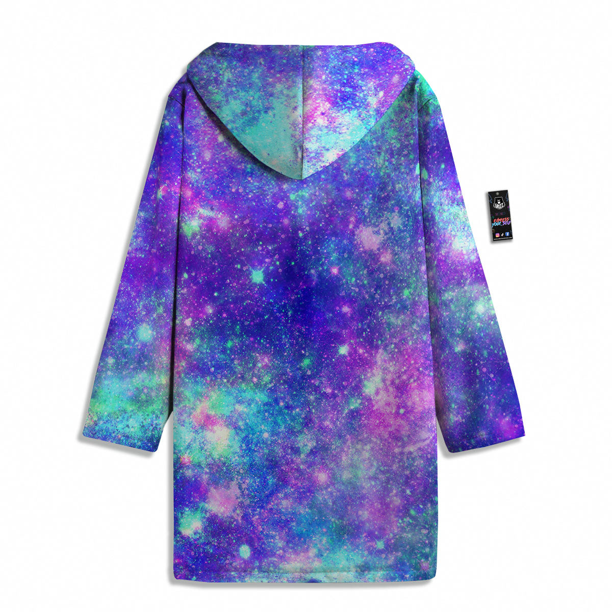 Galaxy Space Purple Turquoise Print Men's Windbreaker Jacket-grizzshop