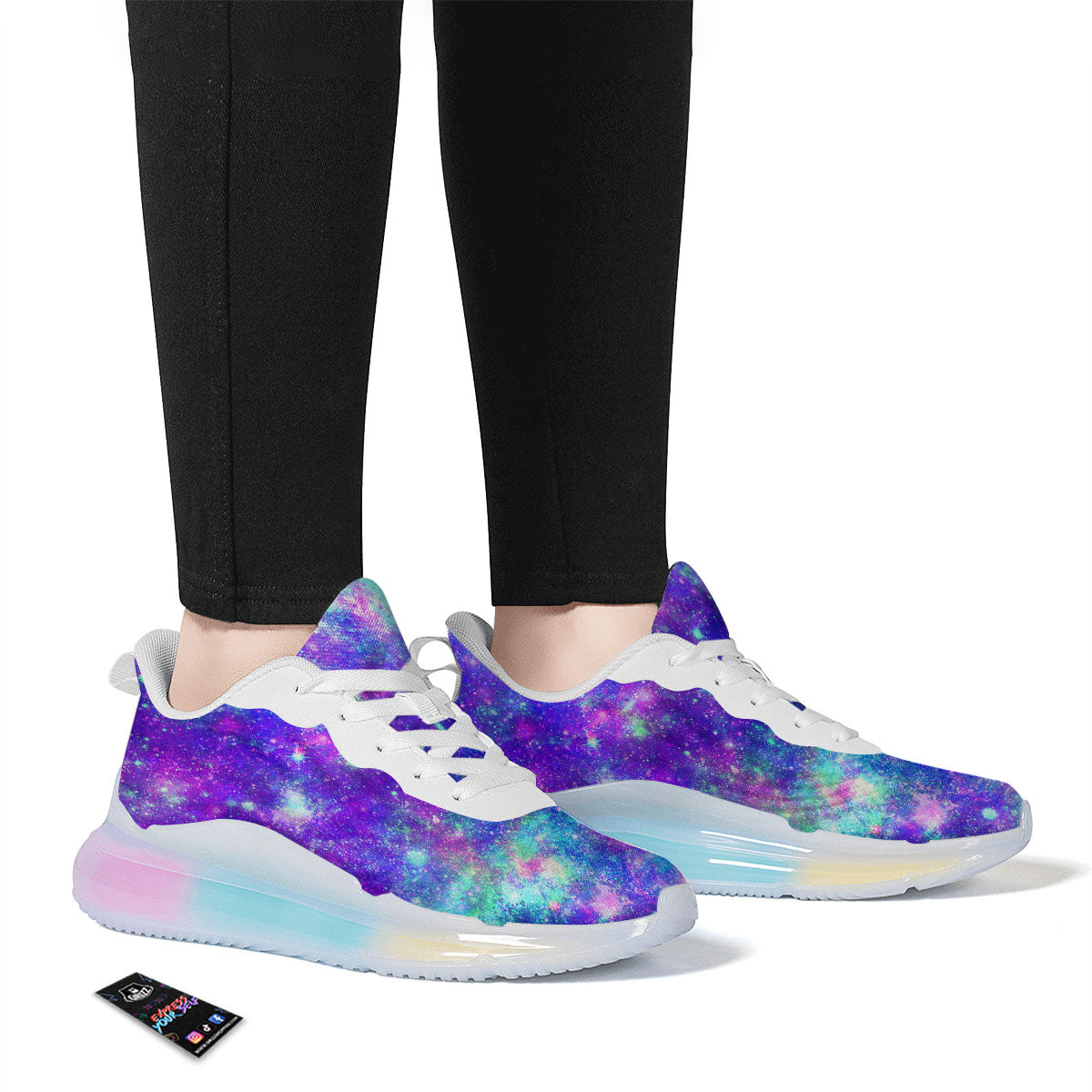 Galaxy Space Purple Turquoise Print Running Sneakers-grizzshop