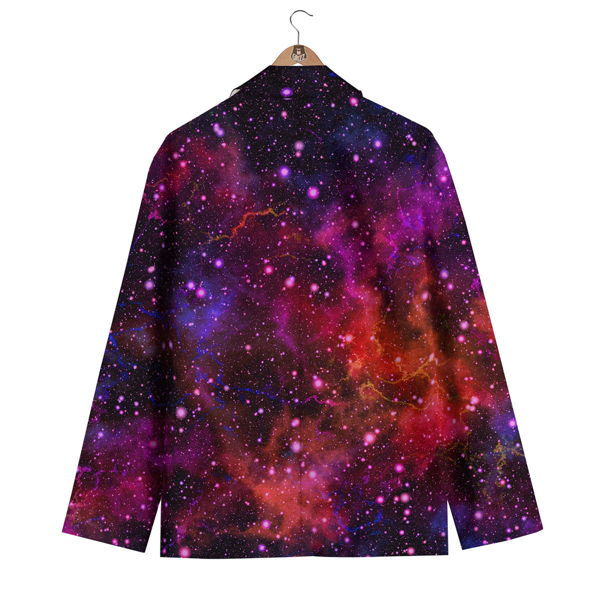 Galaxy Space Red Purple Nebula Print Men's Blazer-grizzshop