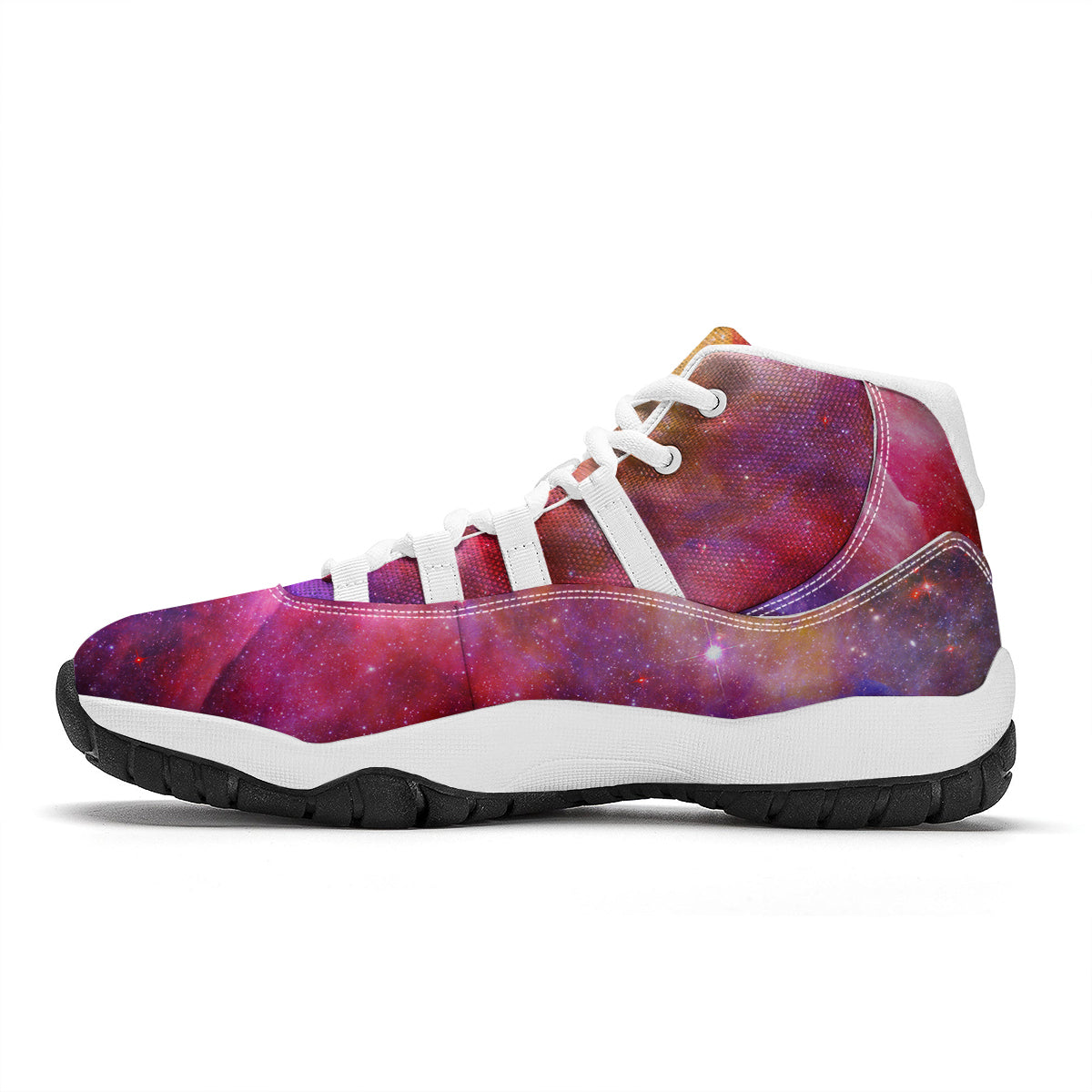 Galaxy Space Stardust Print White Bball Shoes-grizzshop