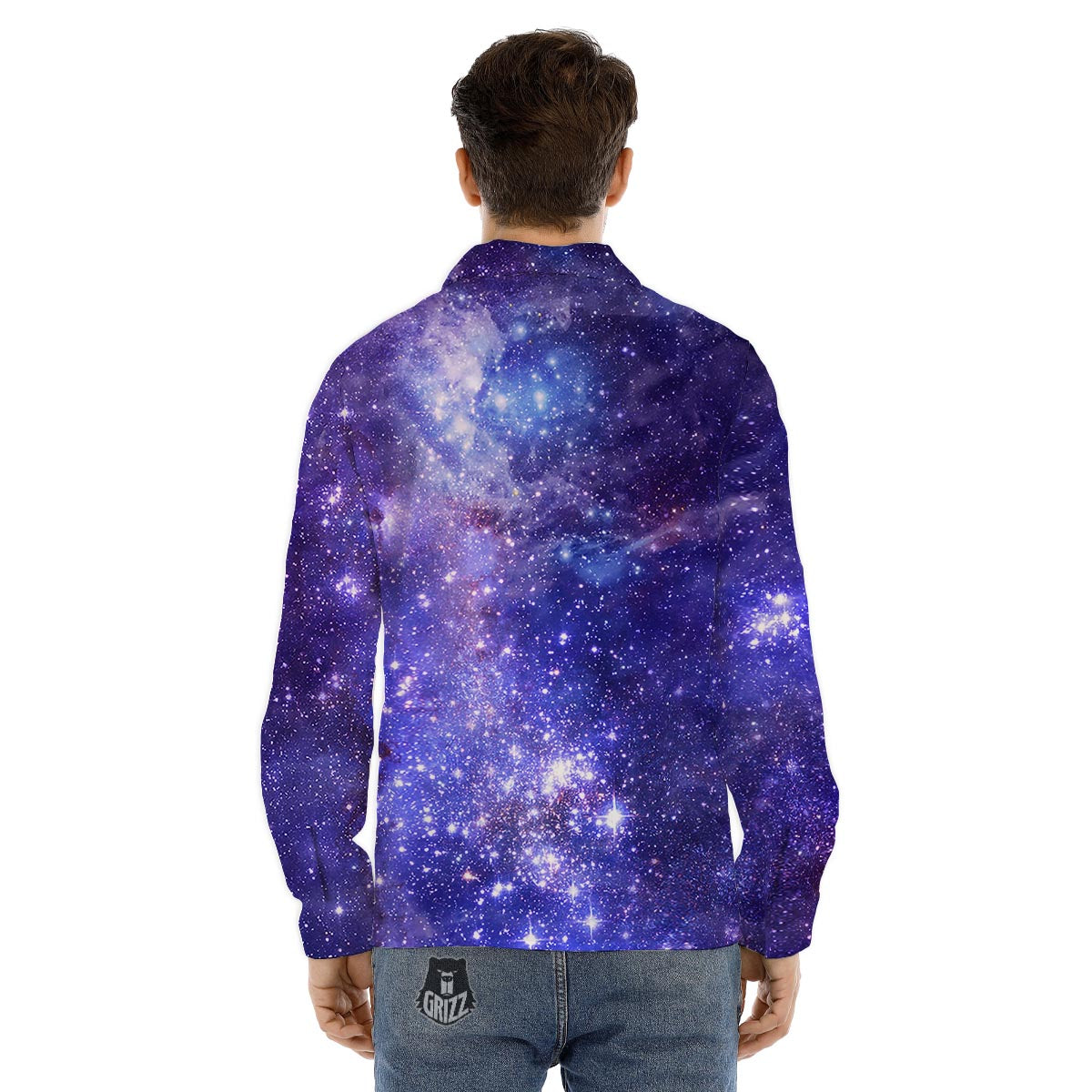 Galaxy Space Starfield Nebula Print Men's Dress Shirts-grizzshop