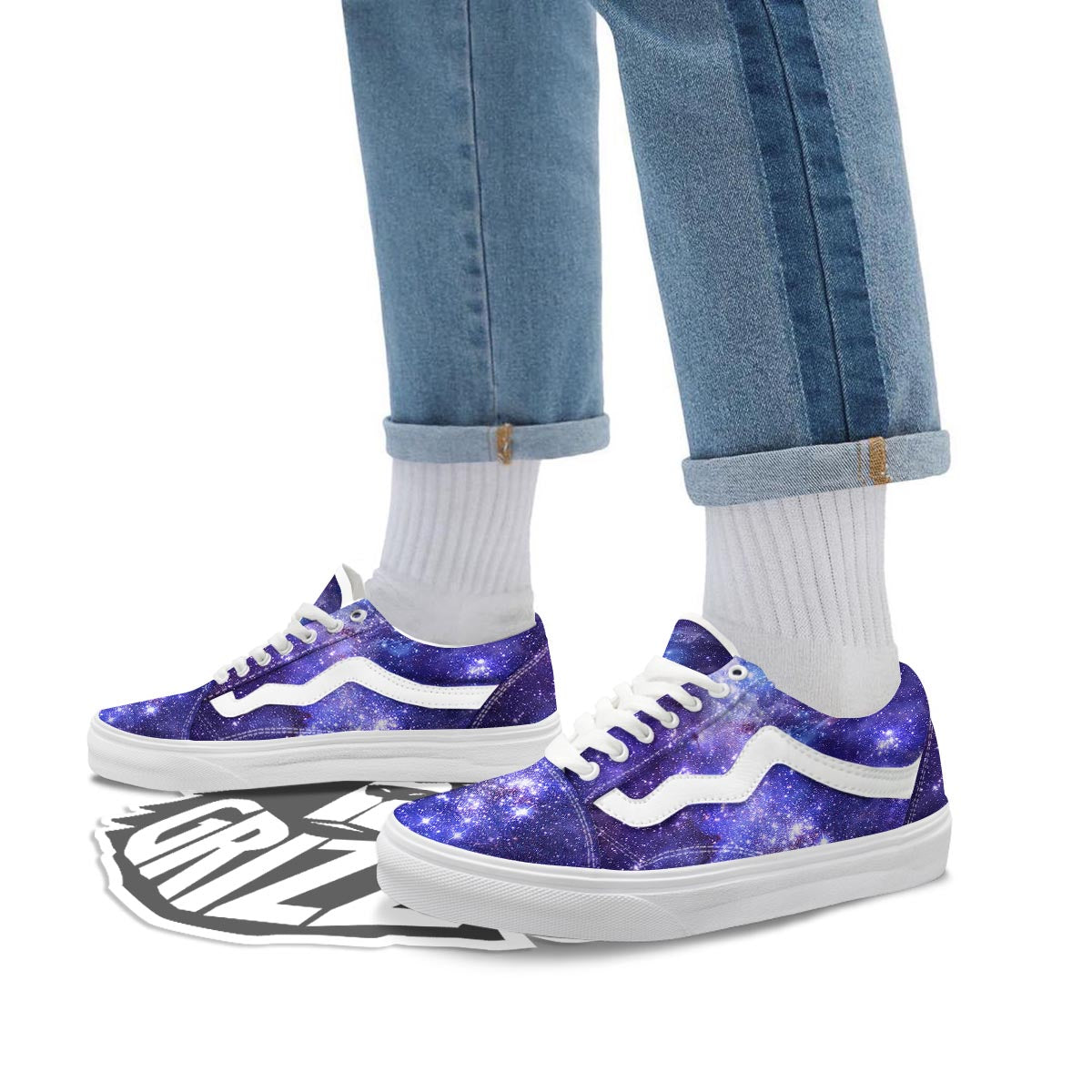 Galaxy Space Starfield Nebula Print Skate Shoes-grizzshop