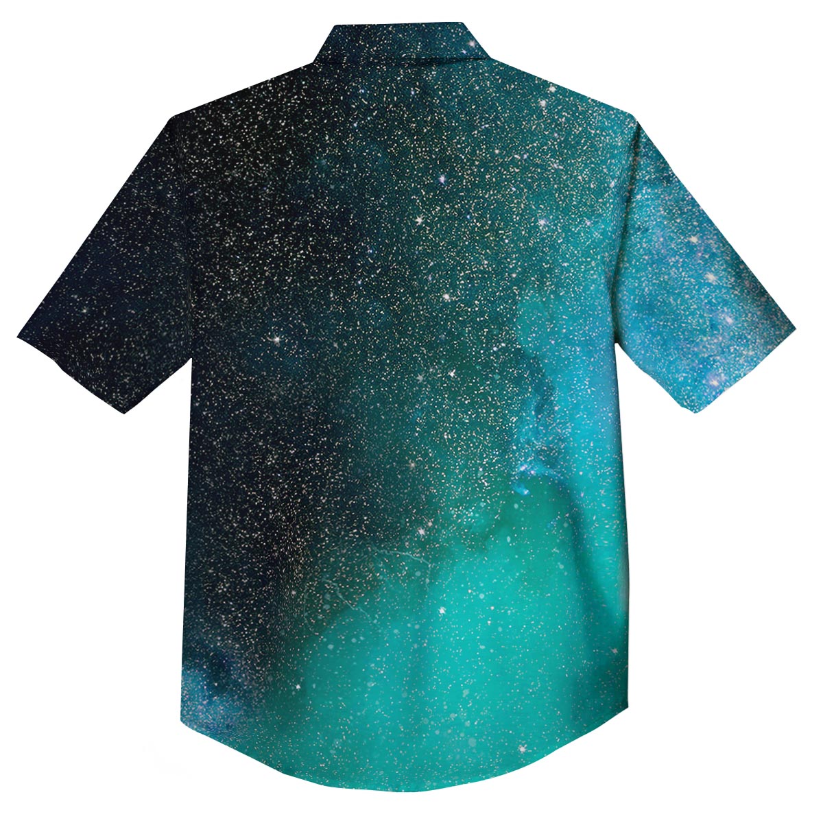 Galaxy Space Teal Stardust Print Button Up Shirt-grizzshop