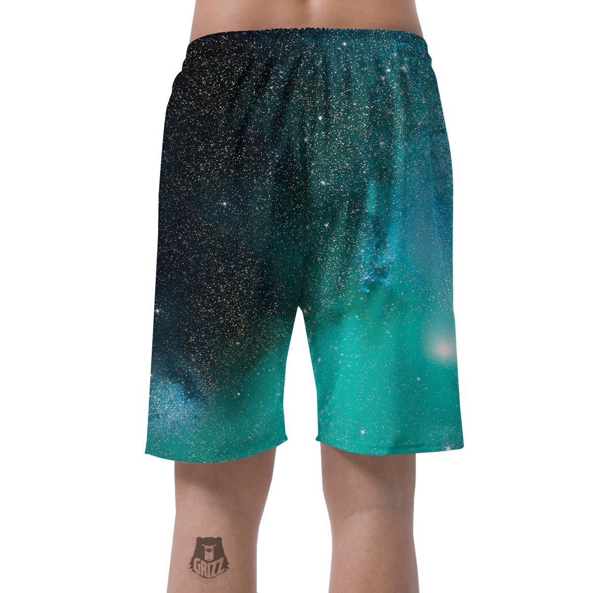 Galaxy Space Teal Stardust Print Men's Shorts-grizzshop