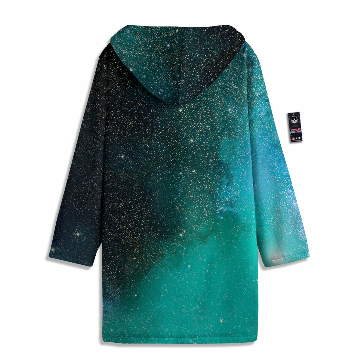 Galaxy Space Teal Stardust Print Men's Windbreaker Jacket-grizzshop
