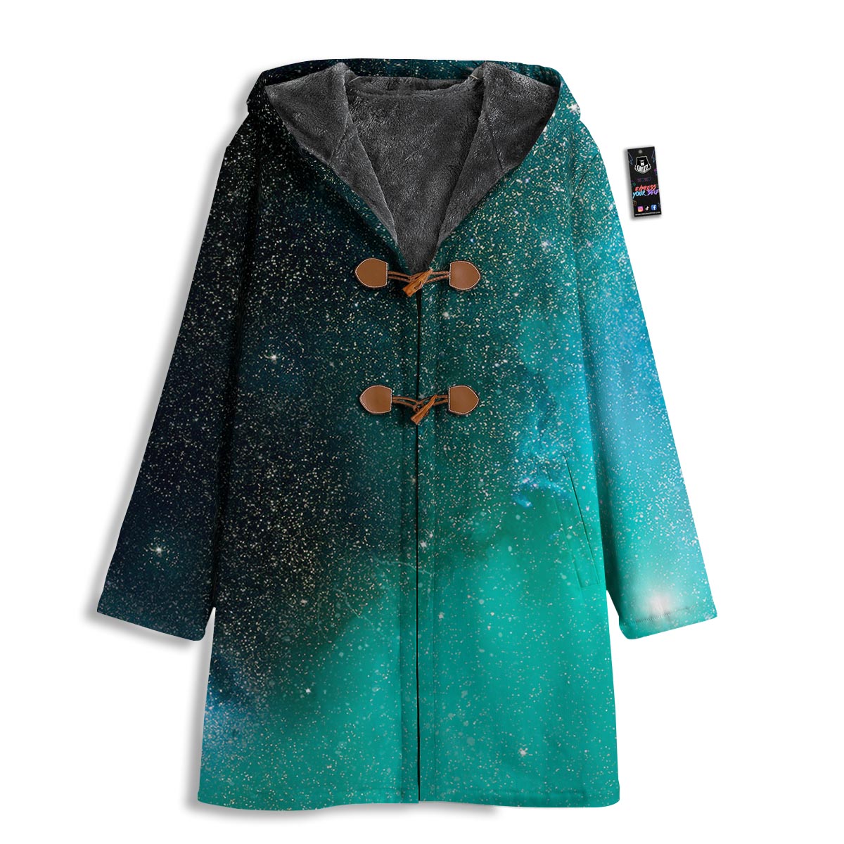 Galaxy Space Teal Stardust Print Men's Windbreaker Jacket-grizzshop