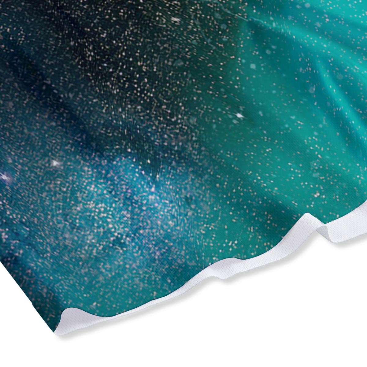 Galaxy Space Teal Stardust Print Mesh Shorts
