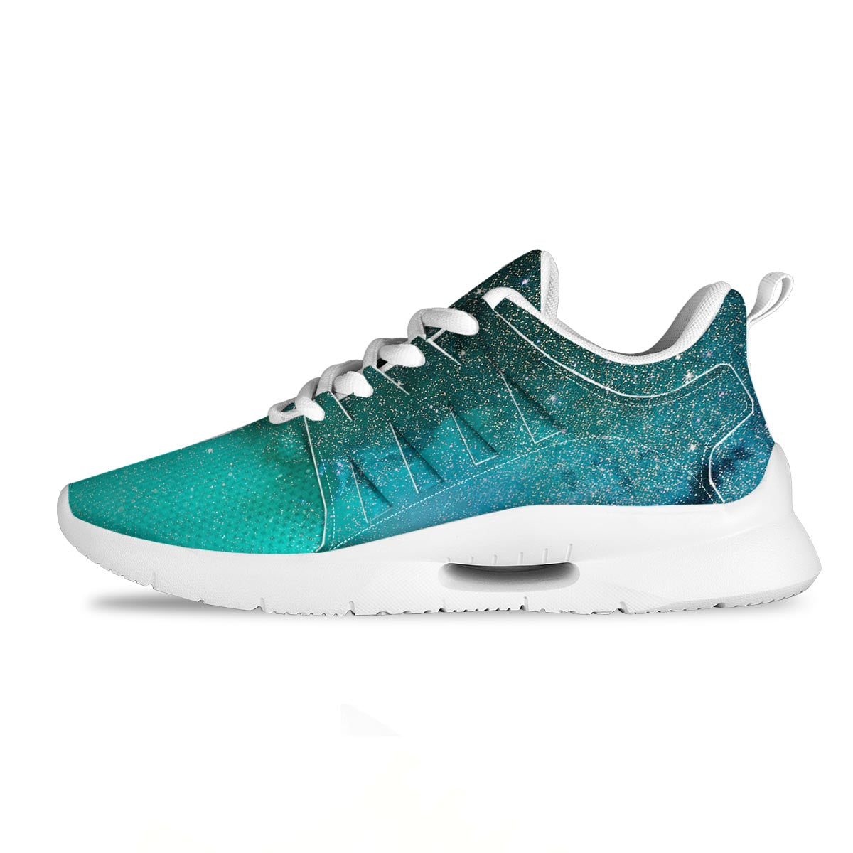 Galaxy Space Teal Stardust Print Tennis Shoes-grizzshop