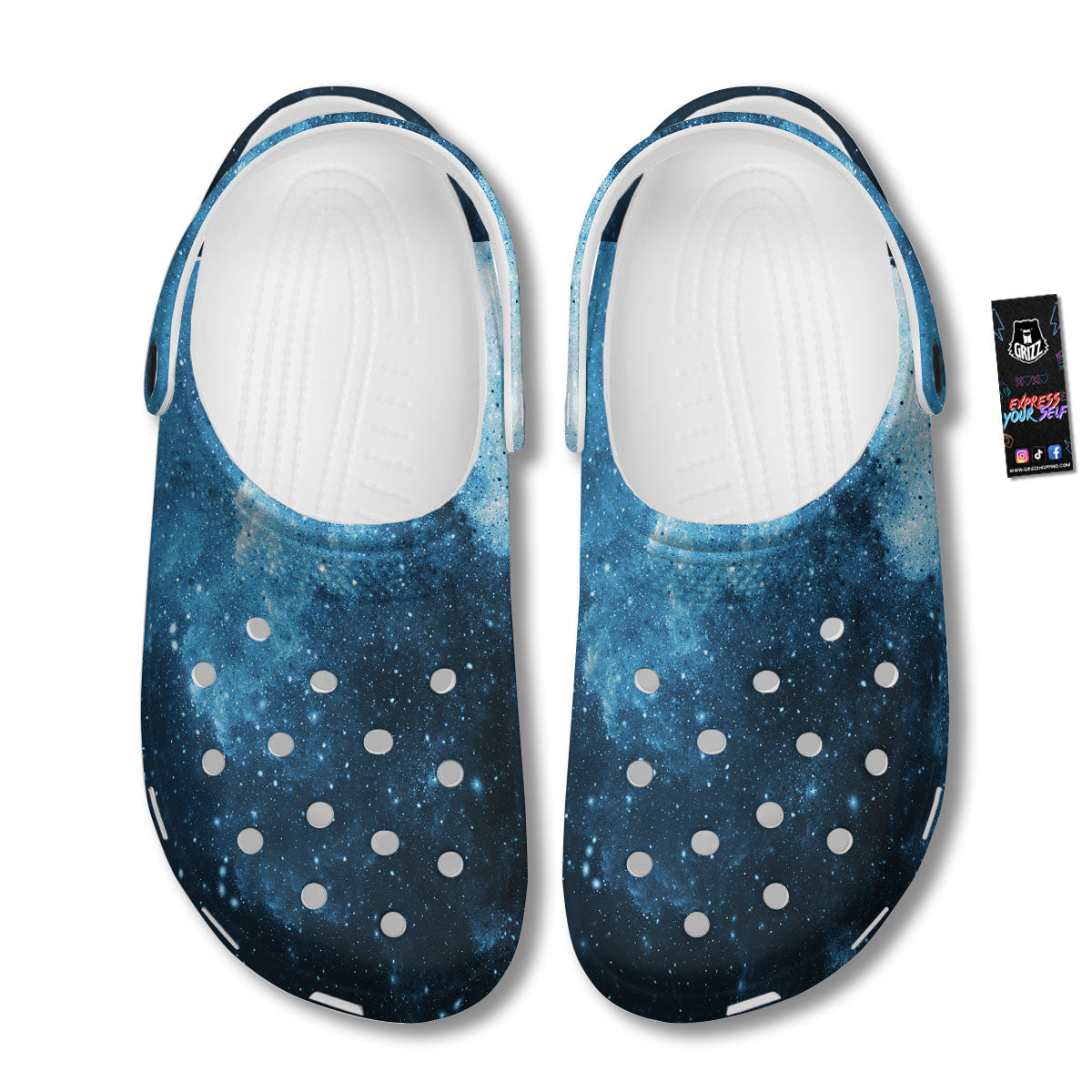 Galaxy Space White Cloud Print Clog-grizzshop