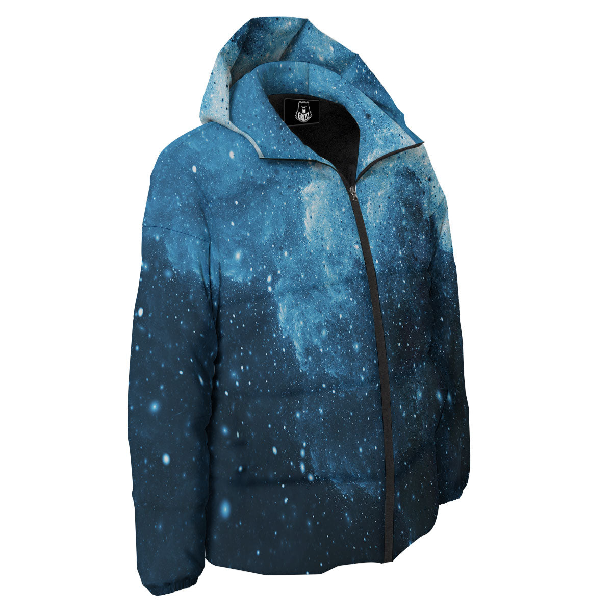 Galaxy Space White Cloud Print Down Jacket-grizzshop