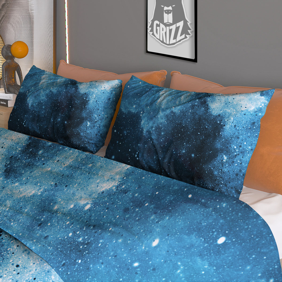 Galaxy Space White Cloud Print Duvet Cover Bedding Set