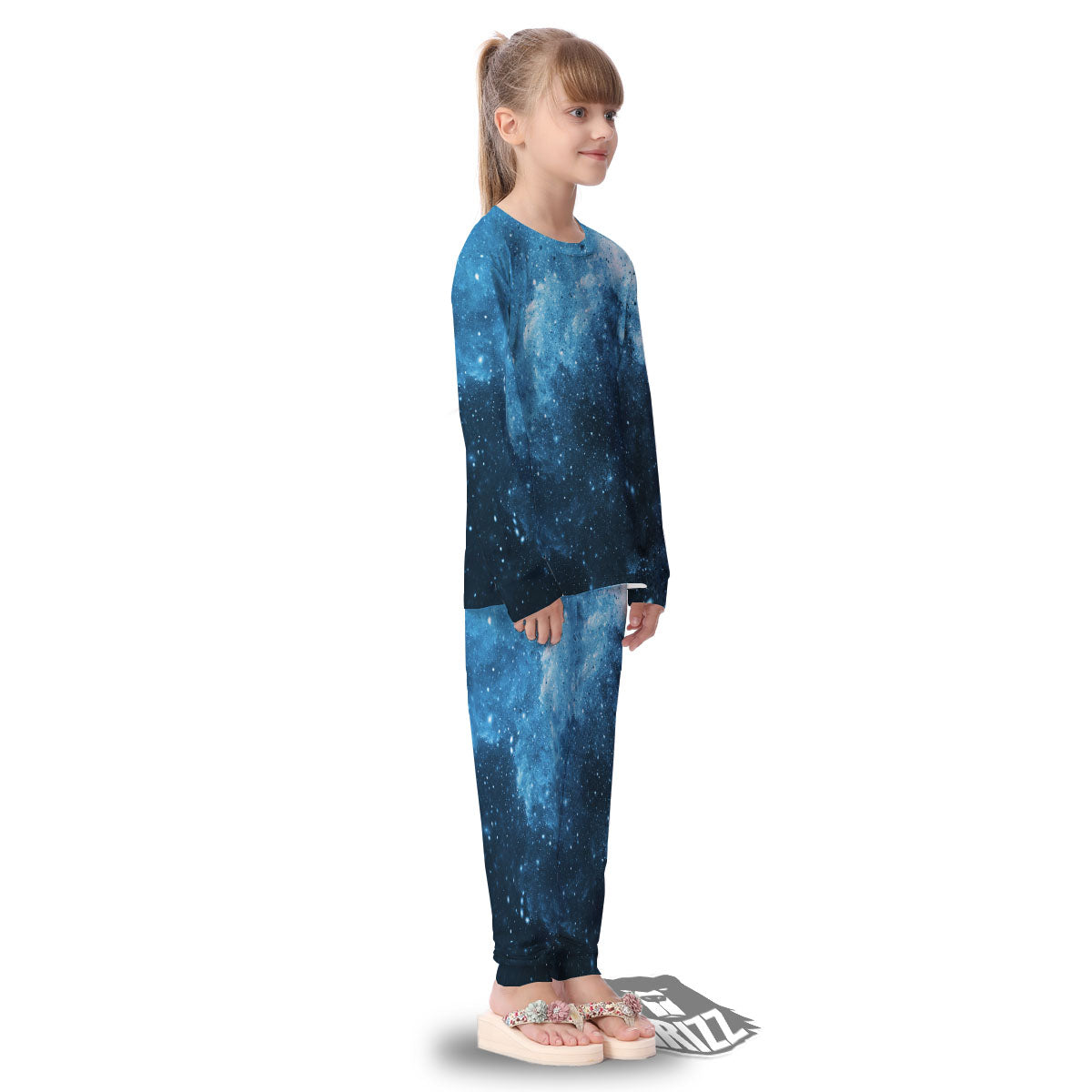 Galaxy Space White Cloud Print Kid's Pajamas-grizzshop
