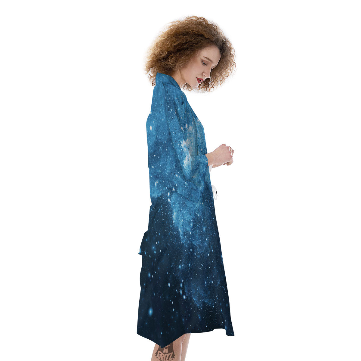 Galaxy Space White Cloud Print Kimono-grizzshop