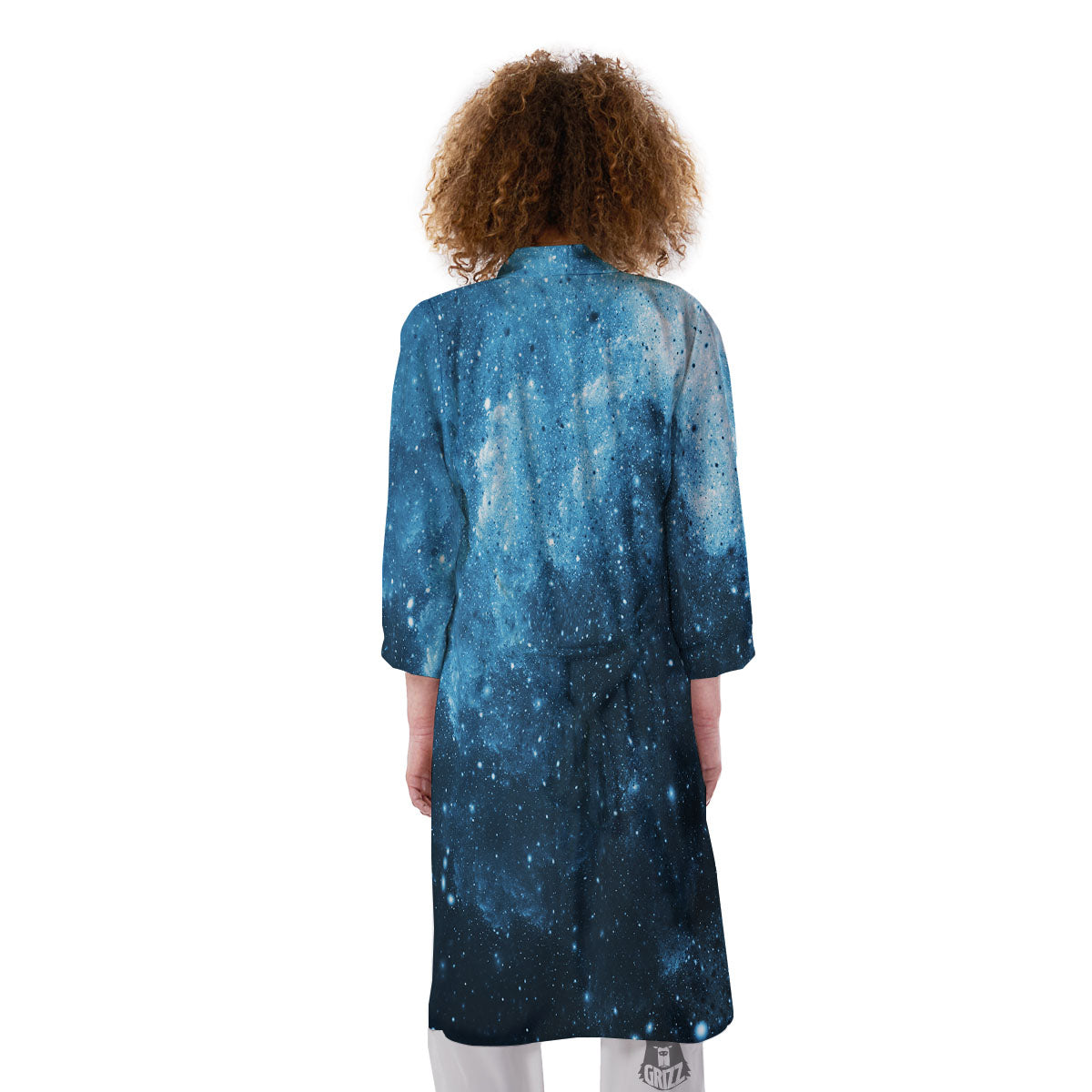 Galaxy Space White Cloud Print Kimono-grizzshop