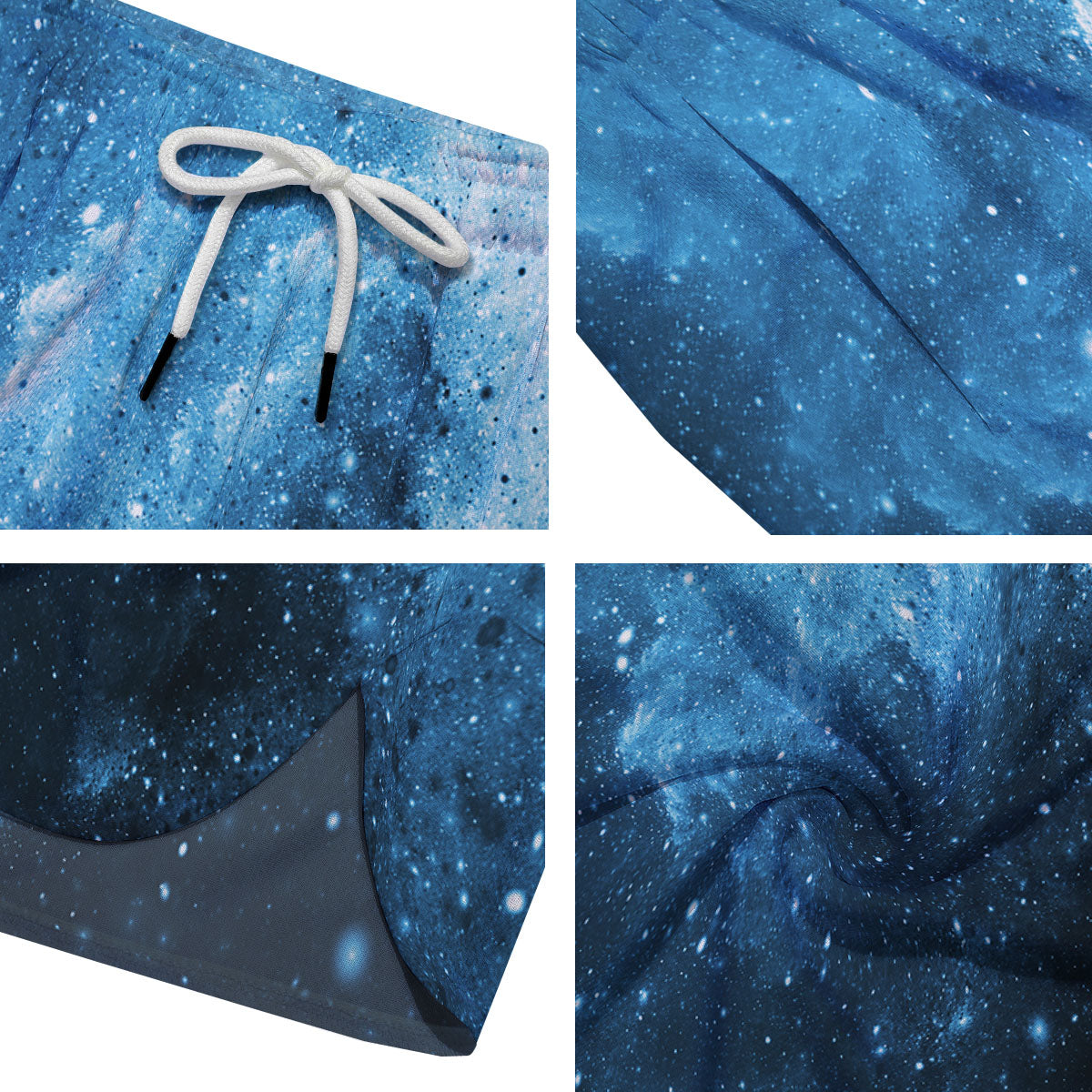 Galaxy Space White Cloud Print Men's Running Shorts-grizzshop
