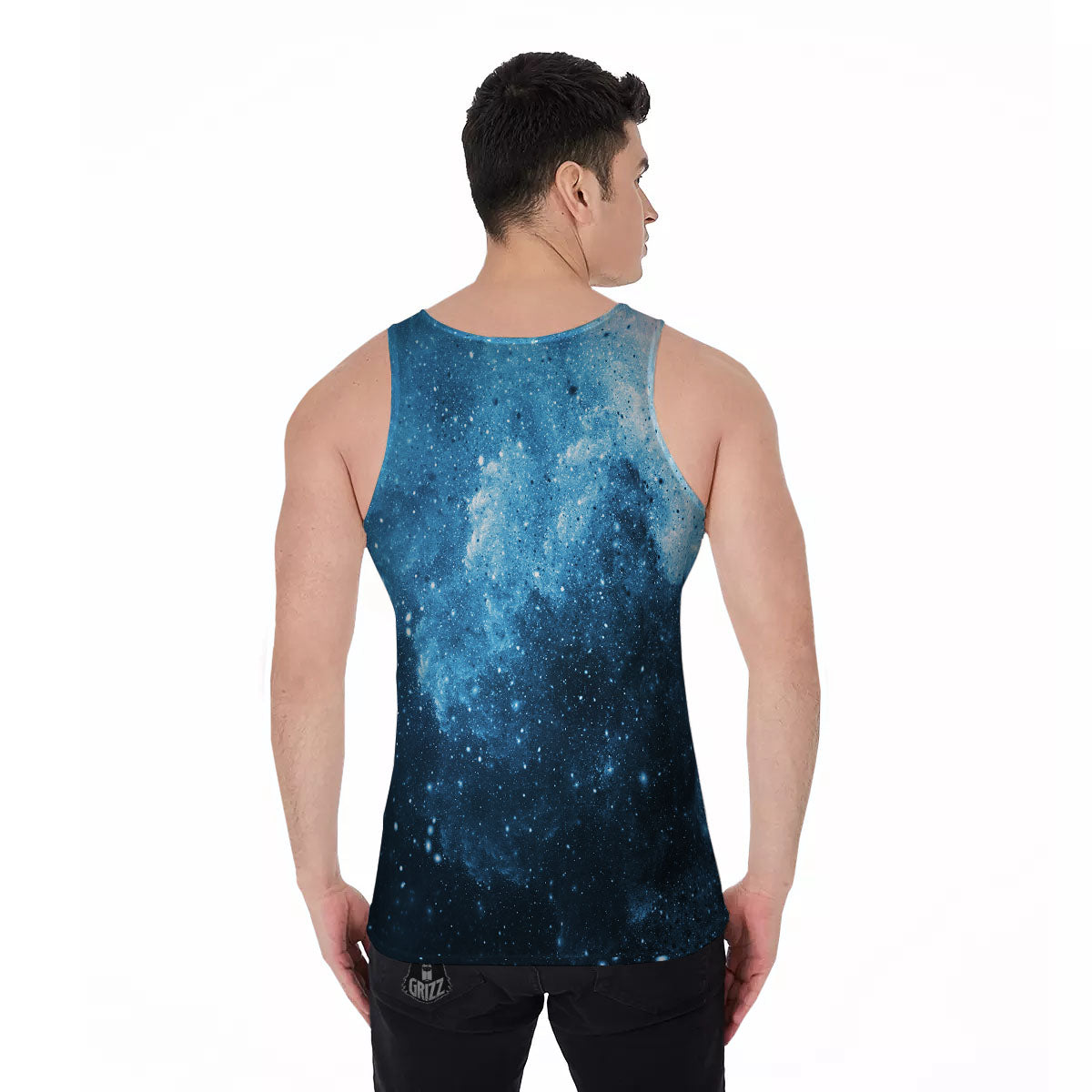 Galaxy Space White Cloud Print Men's Tank Top-grizzshop