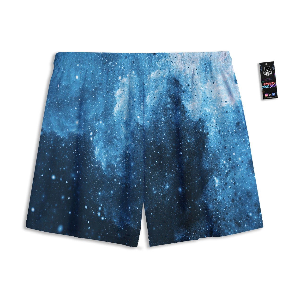 Galaxy Space White Cloud Print Mesh Shorts