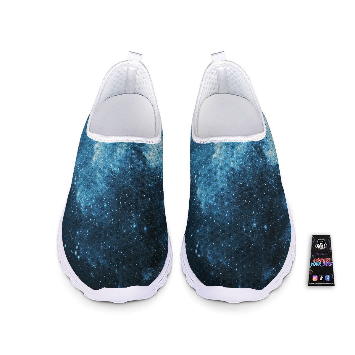 Galaxy Space White Cloud Print Nurse Shoes-grizzshop