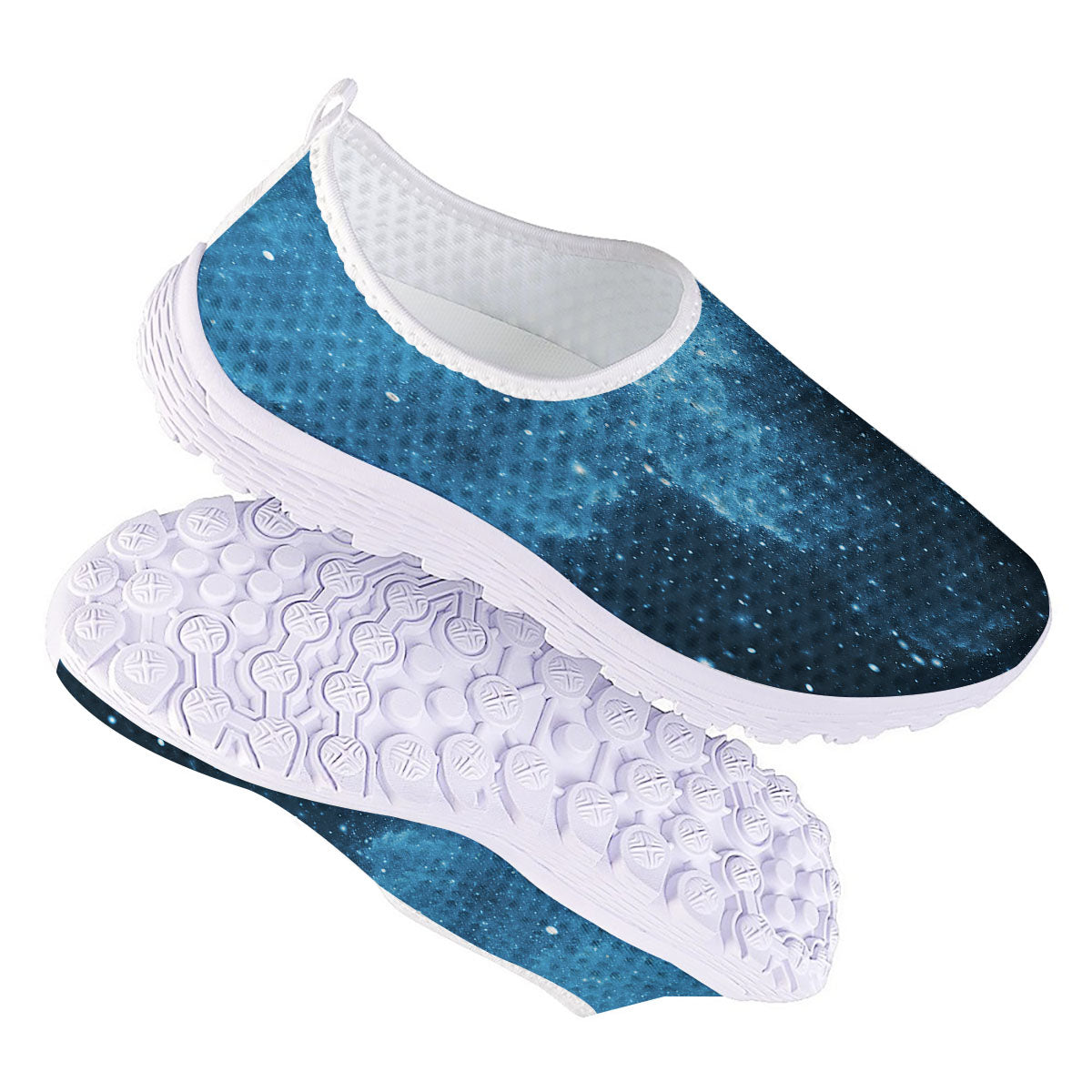 Galaxy Space White Cloud Print Nurse Shoes-grizzshop