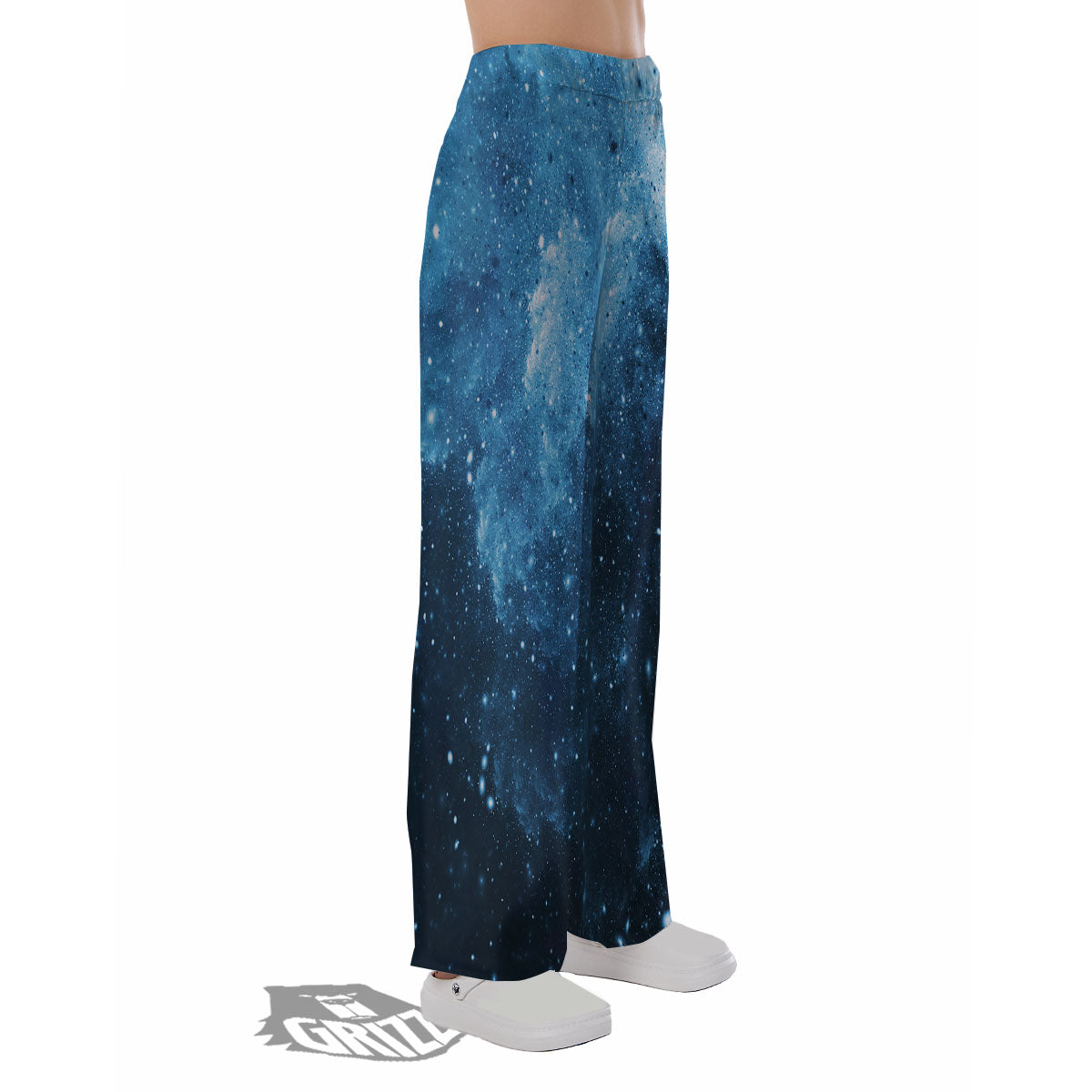 Galaxy Space White Cloud Print Pajama Pants-grizzshop