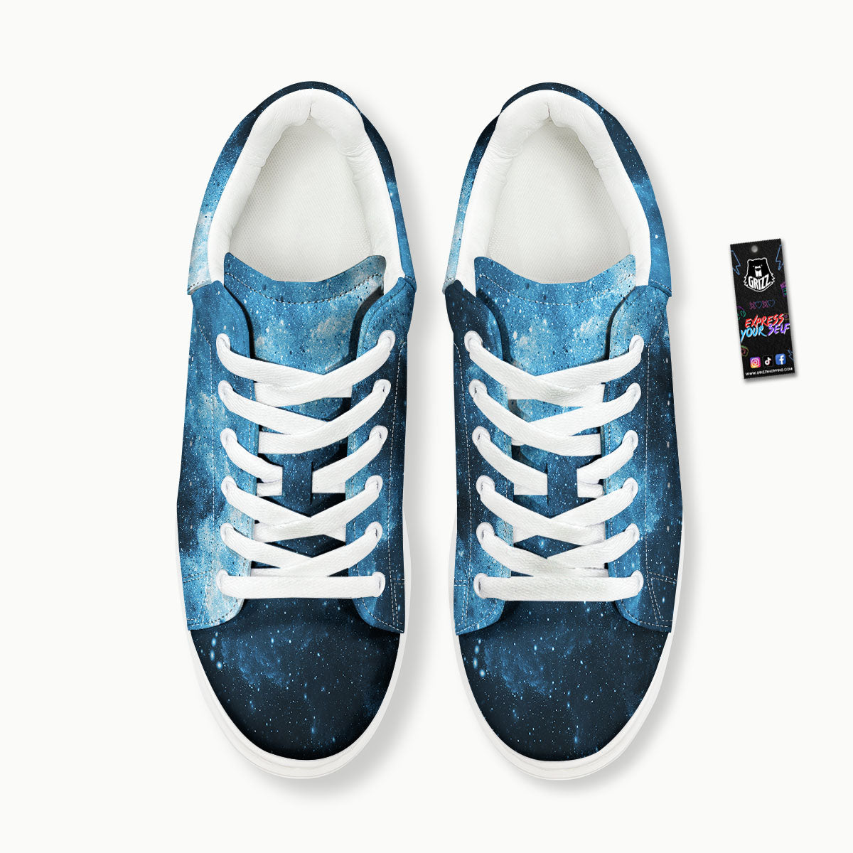 Galaxy Space White Cloud Print Platform Shoes-grizzshop