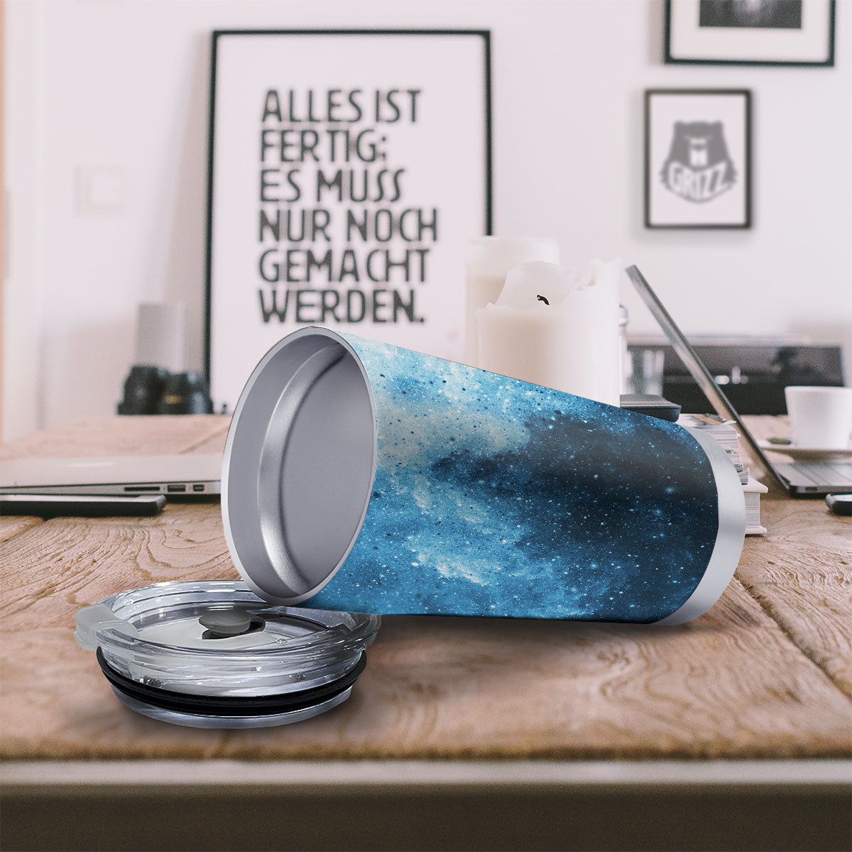 Galaxy Space White Cloud Print Tumbler-grizzshop