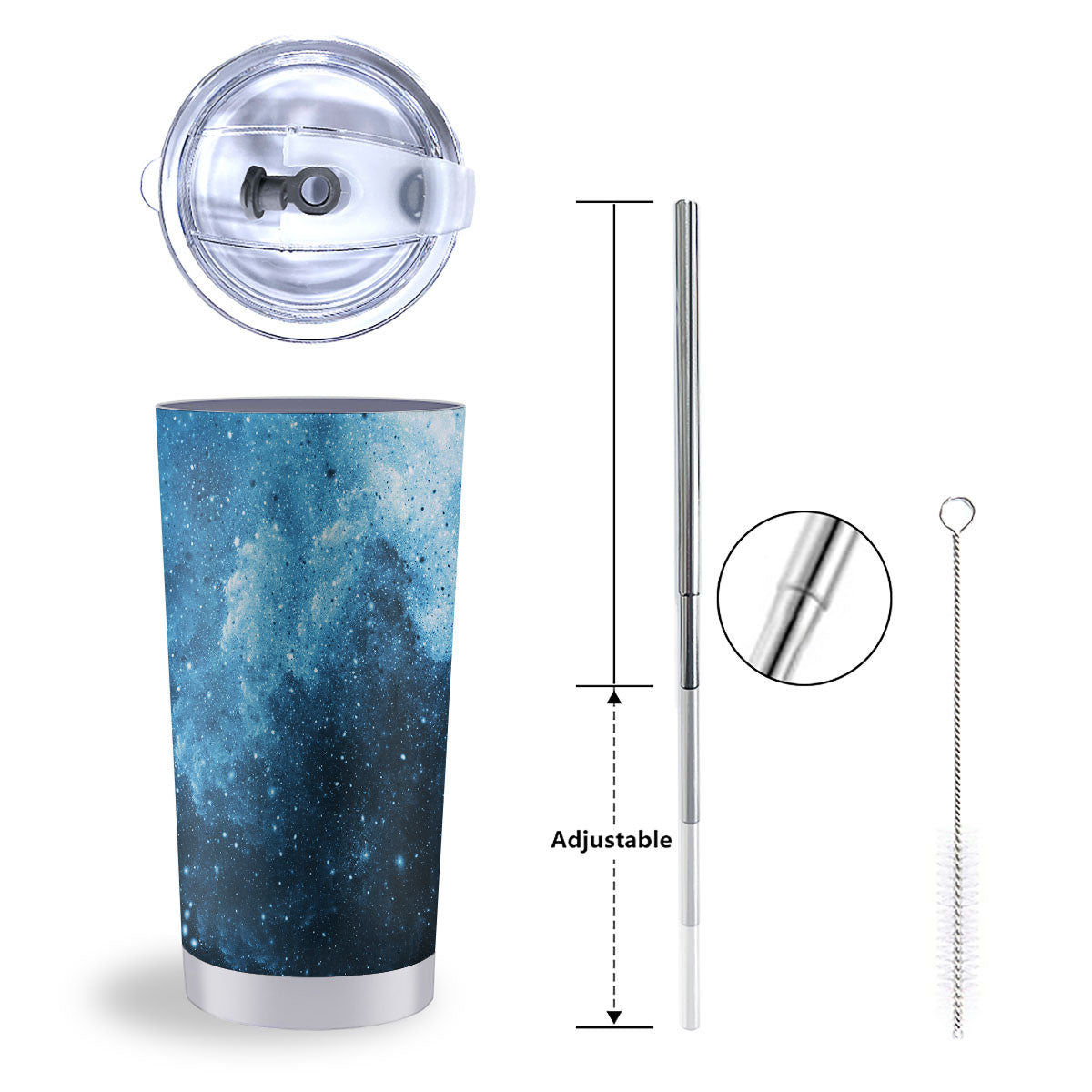 Galaxy Space White Cloud Print Tumbler-grizzshop