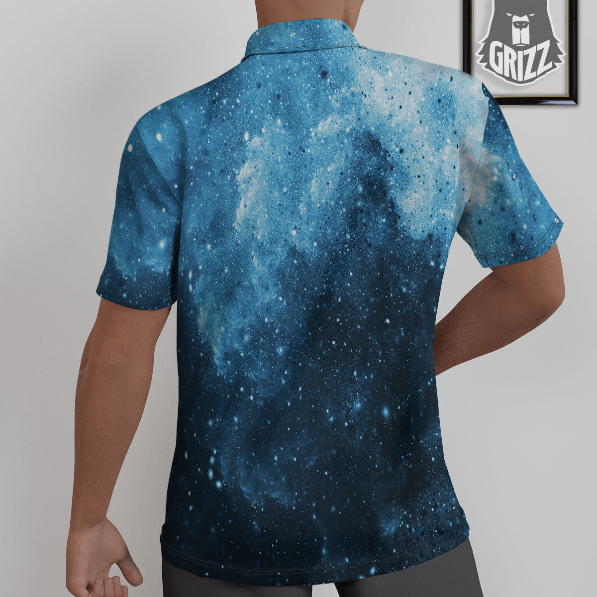 Galaxy Space White Cloud Print Untucked Shirts-grizzshop