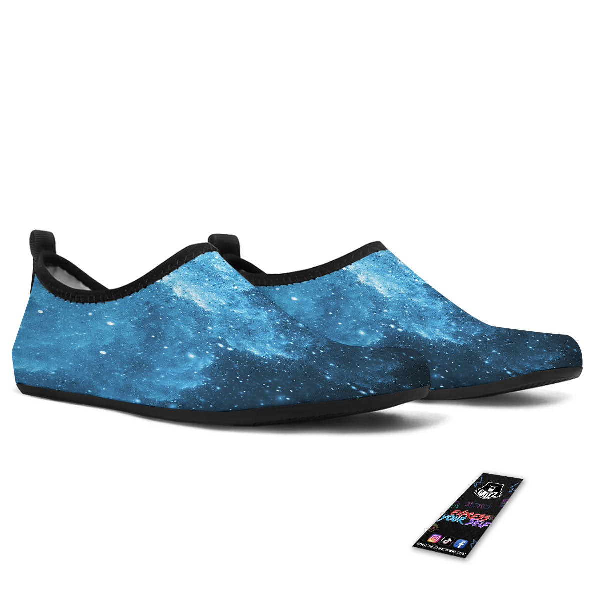 Galaxy Space White Cloud Print Water Shoes-grizzshop