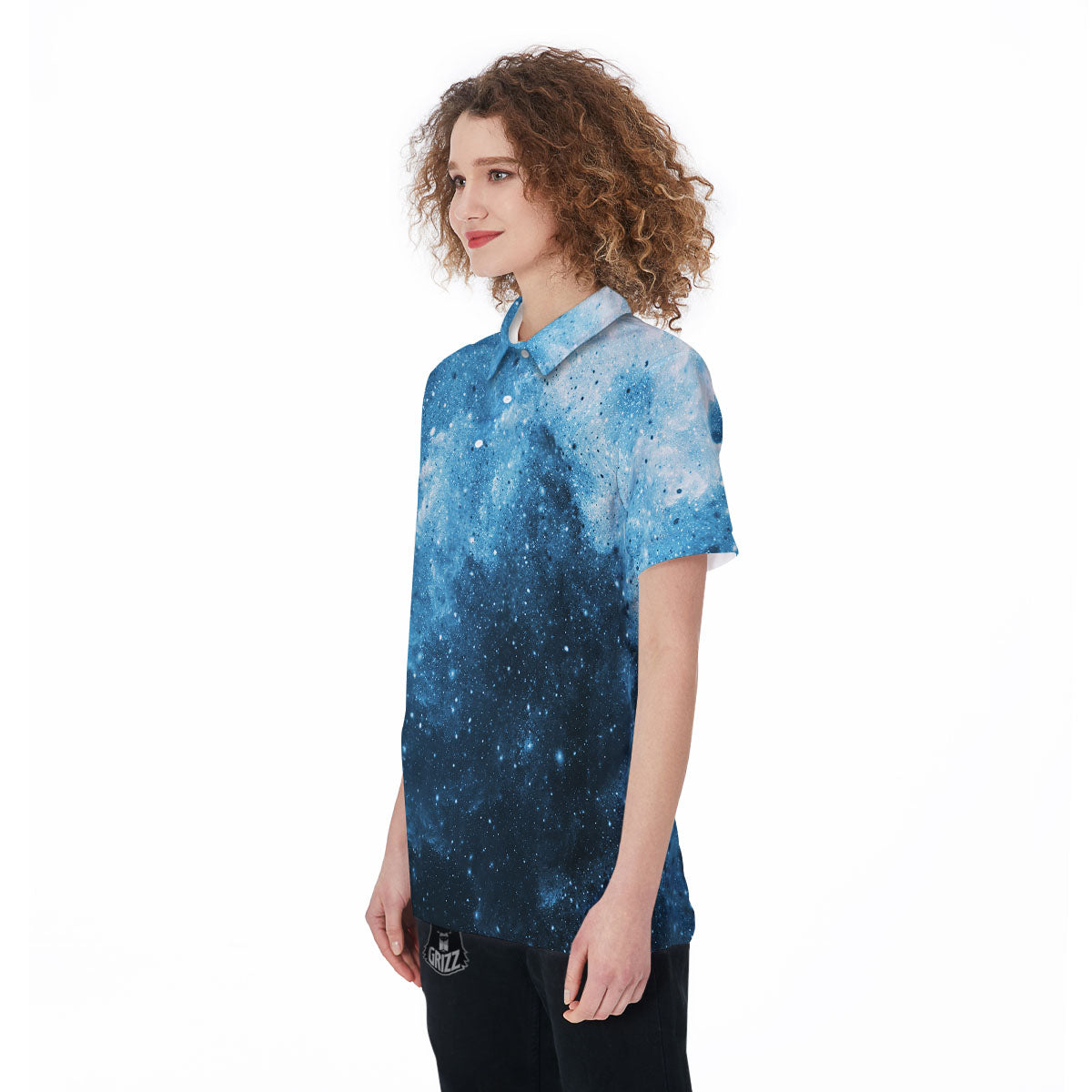 Galaxy Space White Cloud Print Women's Golf Shirts-grizzshop