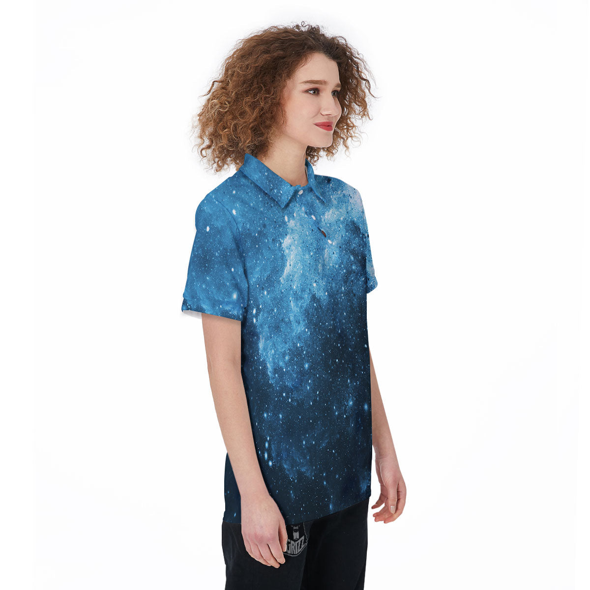 Galaxy Space White Cloud Print Women's Golf Shirts-grizzshop